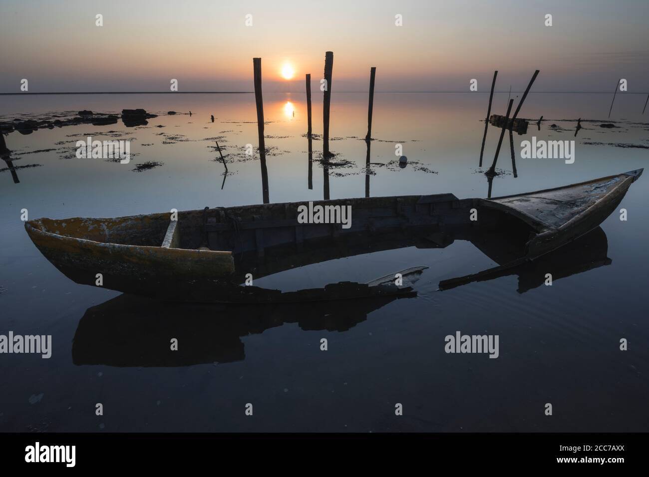 Classica barca di legno di Ria de Aveiro Foto Stock