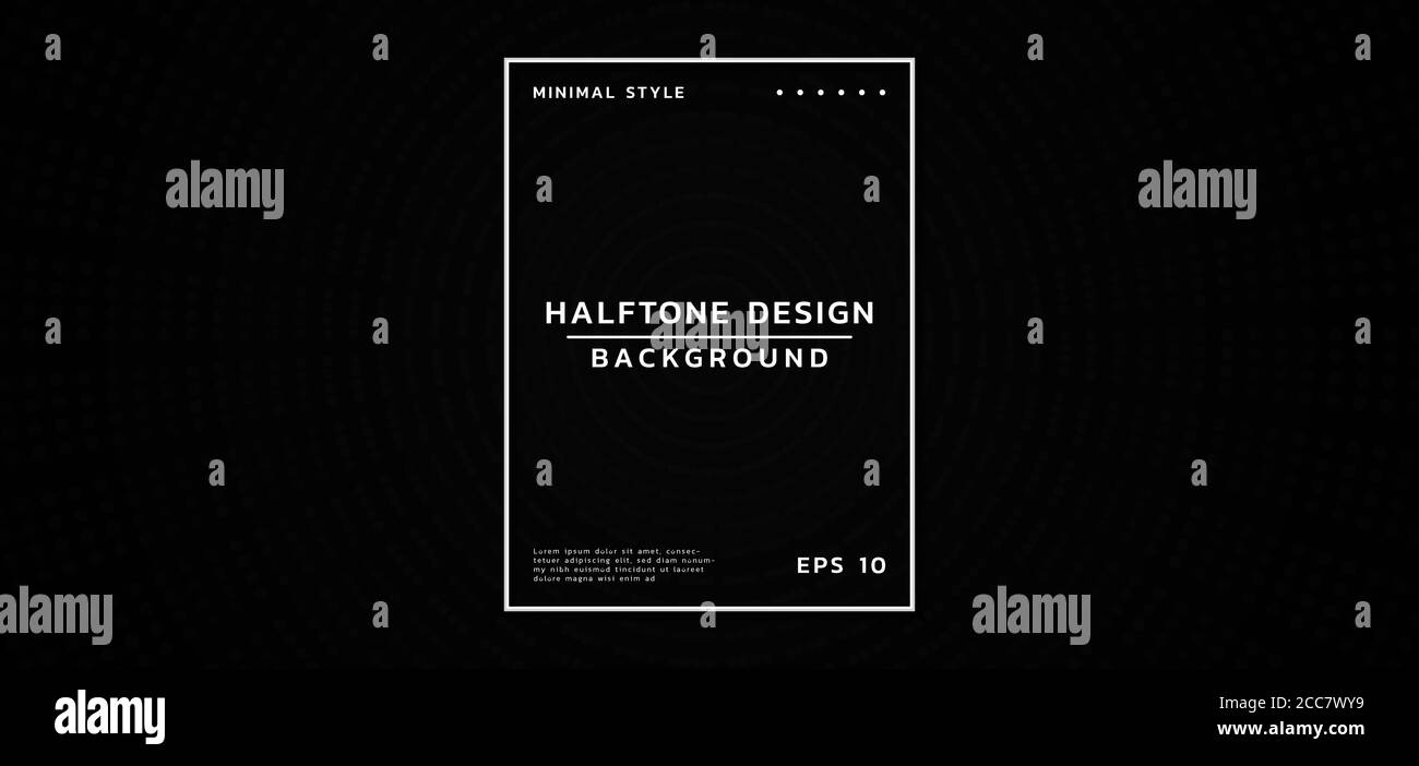 Schema a forma di onda mezzitoni forma circolare disegno sfondo nero. Illustrazione vettoriale. Illustrazione Vettoriale