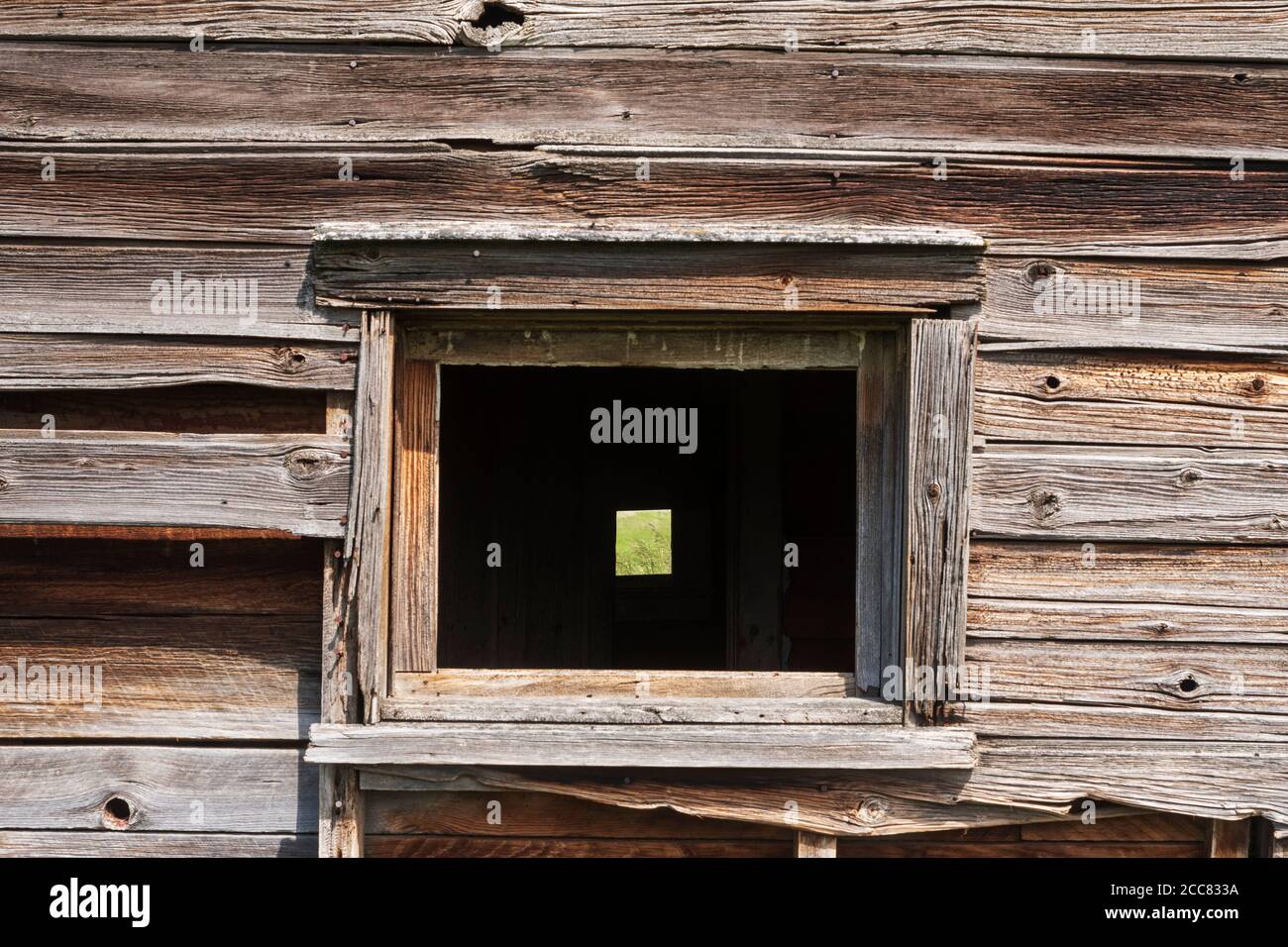 America del Nord; Stati Uniti; Montana; Ronan; Farm House, 1900-era, Johnson Homestead; finestra. Foto Stock