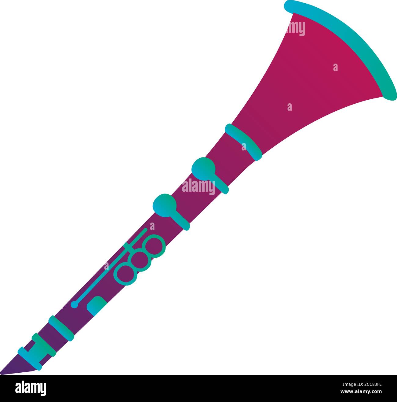 strumento clarinetto aria linea musicale e vettore di icone stile di riempimento disegno dell'illustrazione Illustrazione Vettoriale