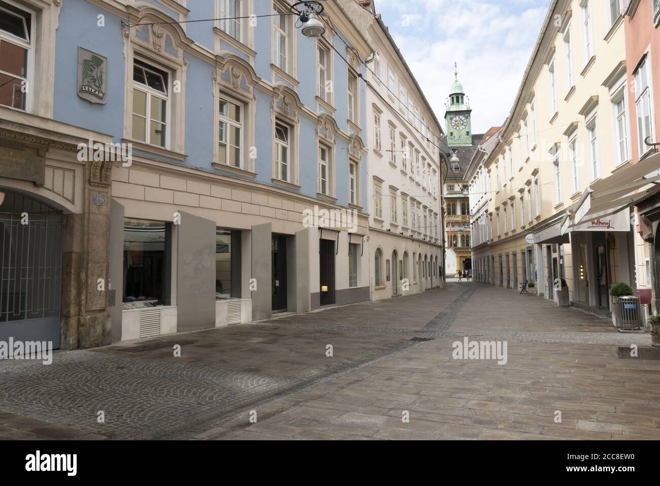 Graz, Austria. Agosto 2020. Una vista sulla città nel centro storico della città Foto Stock
