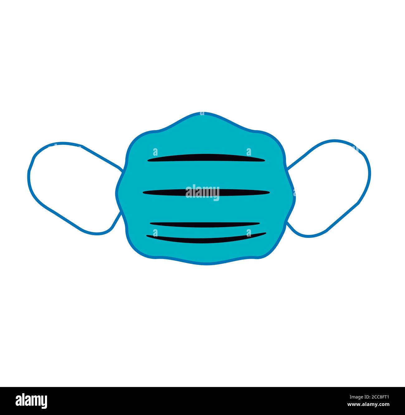 Medical Mask Blue Icon.Illustrazione di protezione contro virus,infezione,inquinamento,allergia.isolato su sfondo bianco. Illustrazione Vettoriale