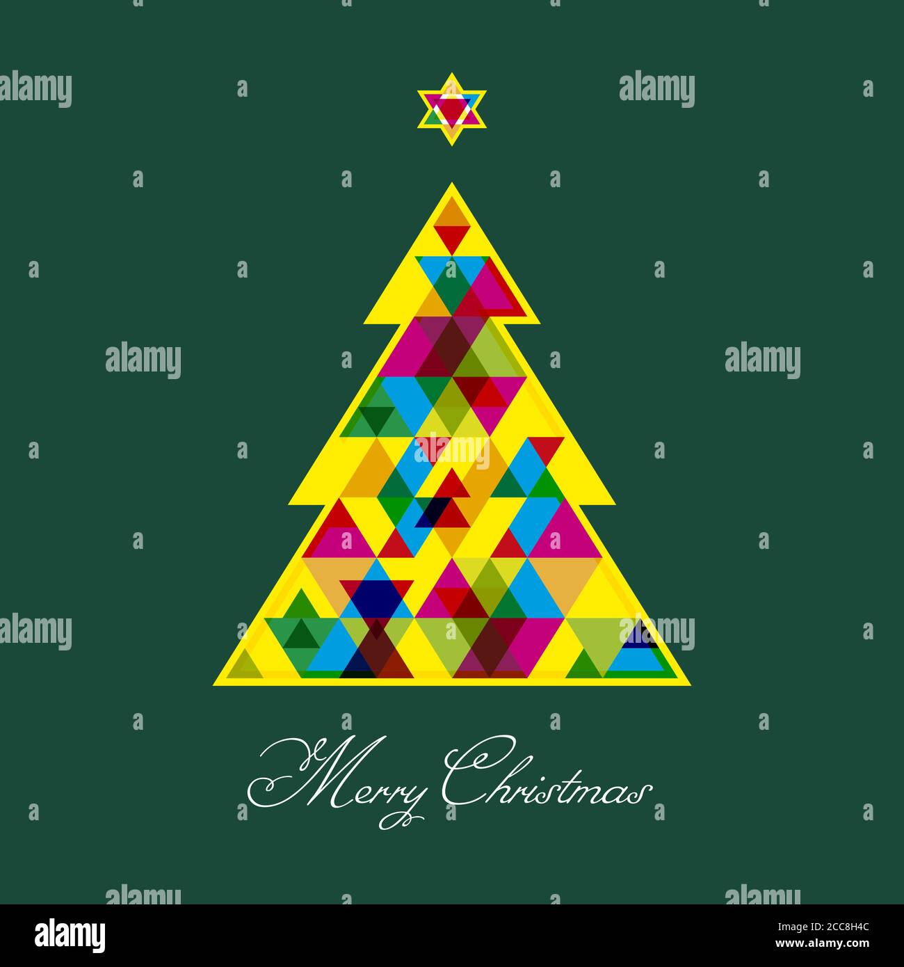 Geometrica albero di Natale realizzata da triangoli. Illustrazione Vettoriale. Illustrazione Vettoriale