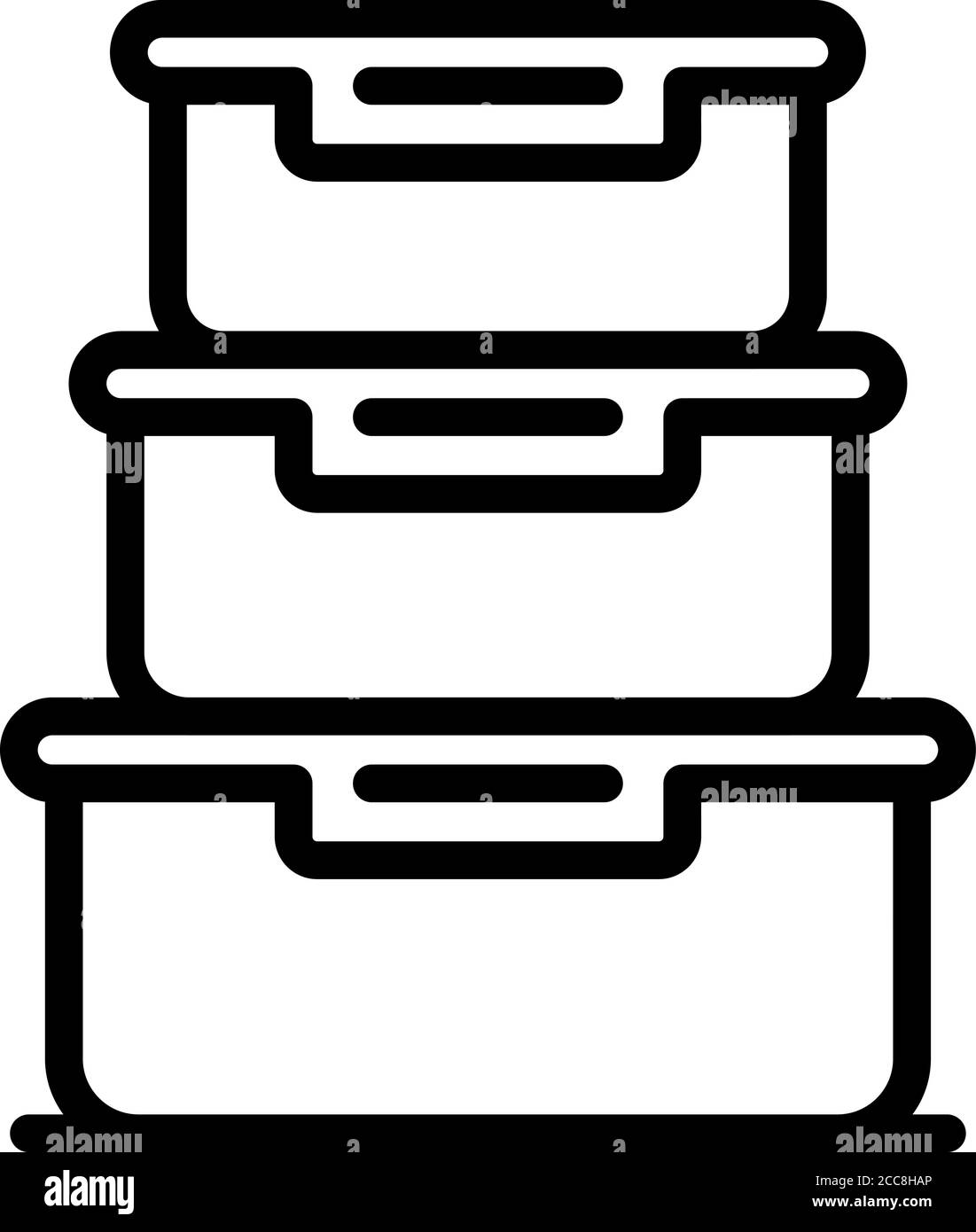 Icona contenitori per alimenti, stile contorno Illustrazione Vettoriale