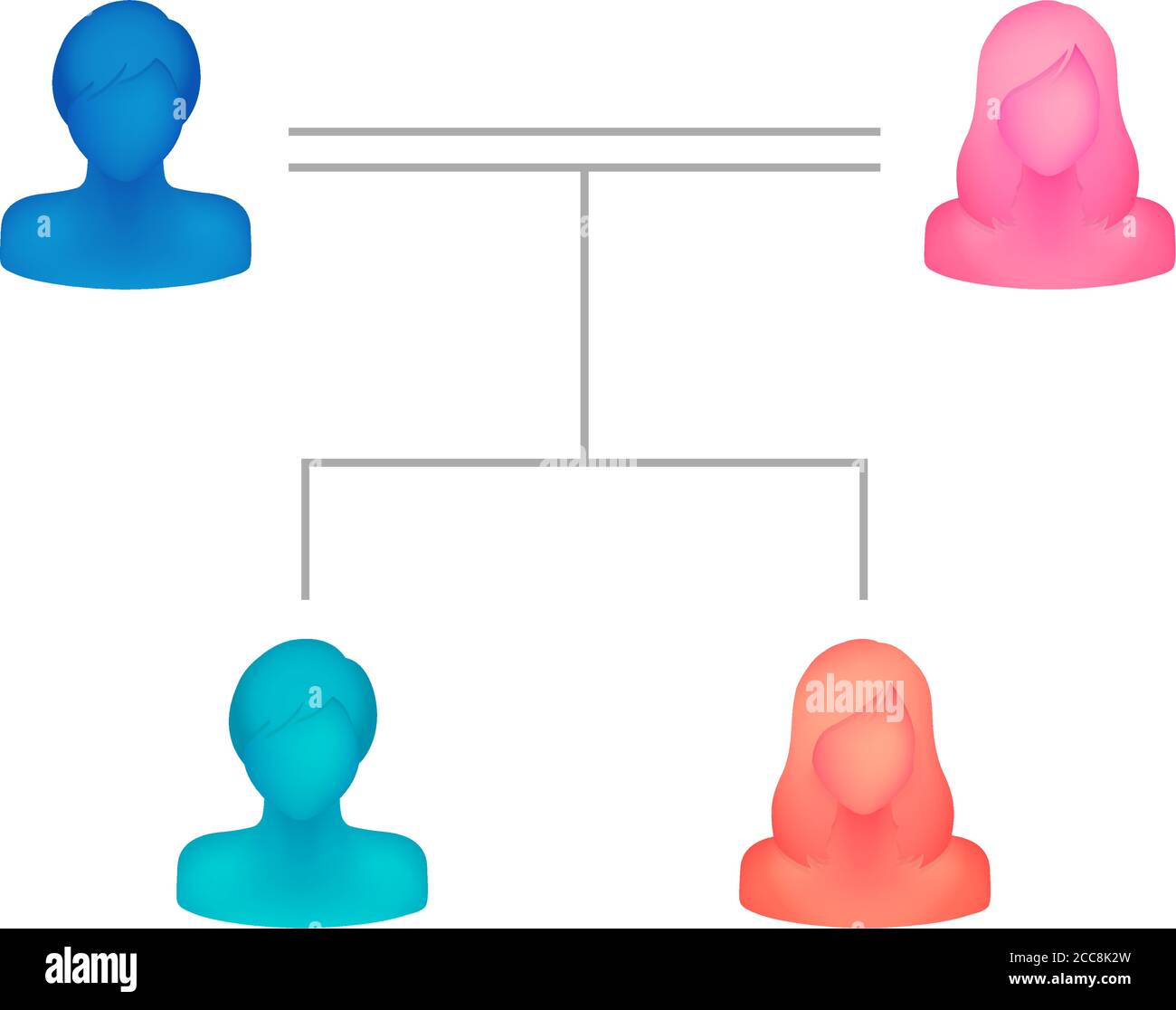Illustrazione vettoriale dell'albero della famiglia ( persona di silhouette senza volto / famiglia nucleare ) Illustrazione Vettoriale