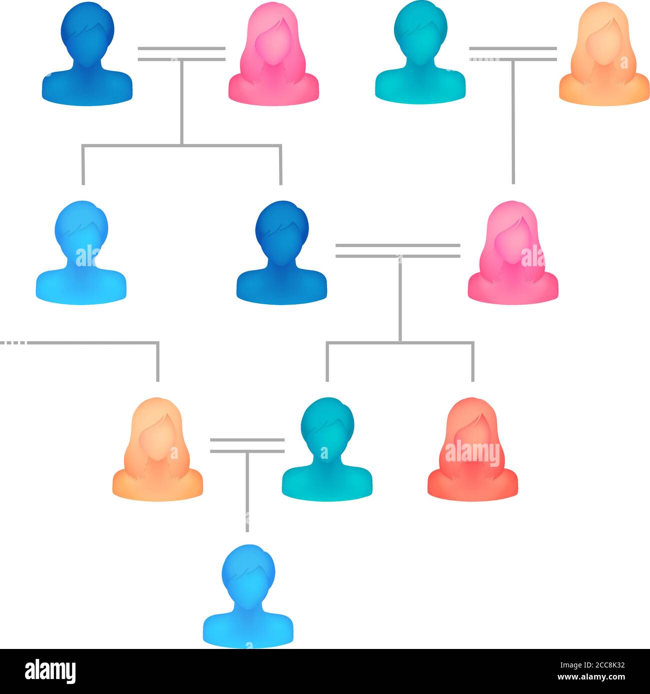 Illustrazione vettoriale dell'albero della famiglia ( persona silhouette senza volto ) Illustrazione Vettoriale