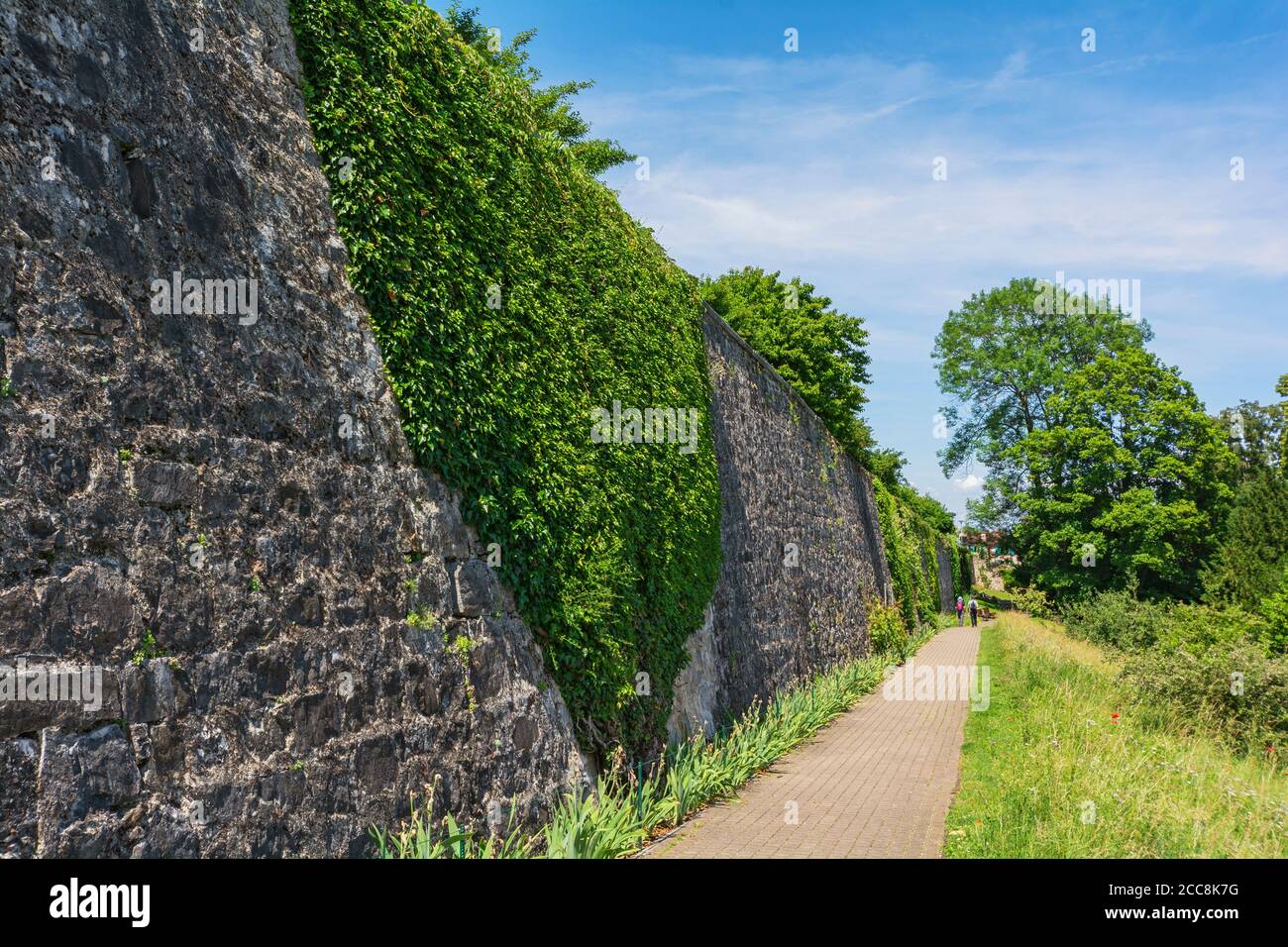 Svizzera, Vaud Canton, Nyon, Promenade des vielles Murailles, mura della città vecchia Foto Stock