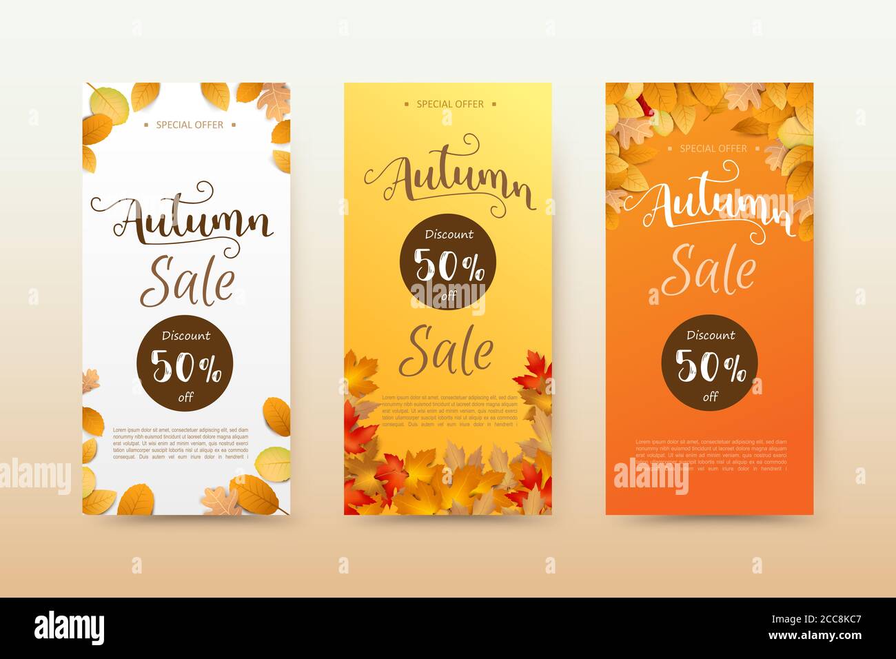 Vendita autunnale tag banner e foglia secca autunno che cade su sfondo bianco, secco di foglia d'acero, per elementi autunnali design, illustrazione vettoriale Foto Stock