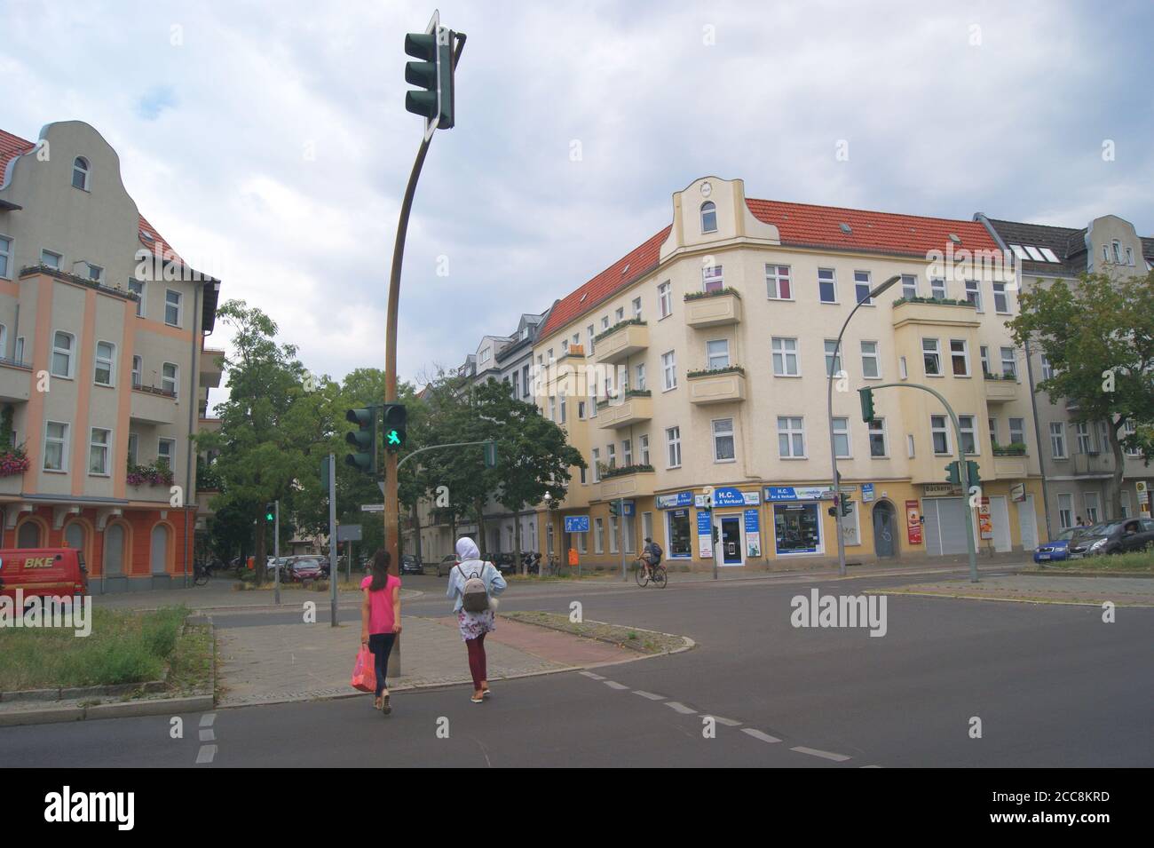 Die Metzer Straße Ecke Wilhelmstraße a Berlino-Spandau Foto Stock