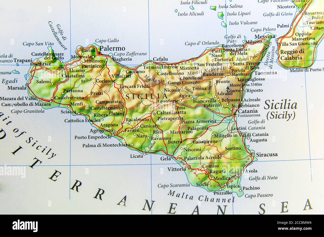 Mappa geografica del paese europeo Italia con isola di Sicilia Foto stock -  Alamy