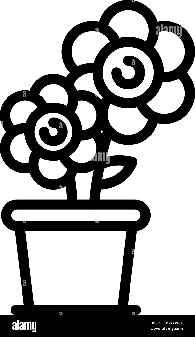 Vaso fiore icona, stile contorno Illustrazione Vettoriale