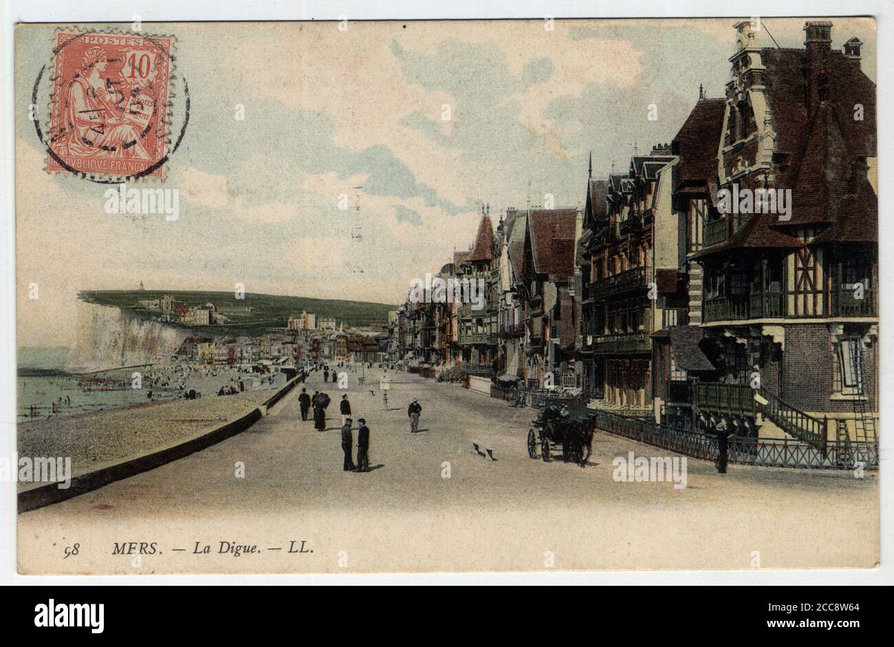 Picardie, Somme (80), Mers les Bains (Mers-les-Bains) : vue de la Digue - carte postale fin 19eme-debut 20eme siecle Foto Stock