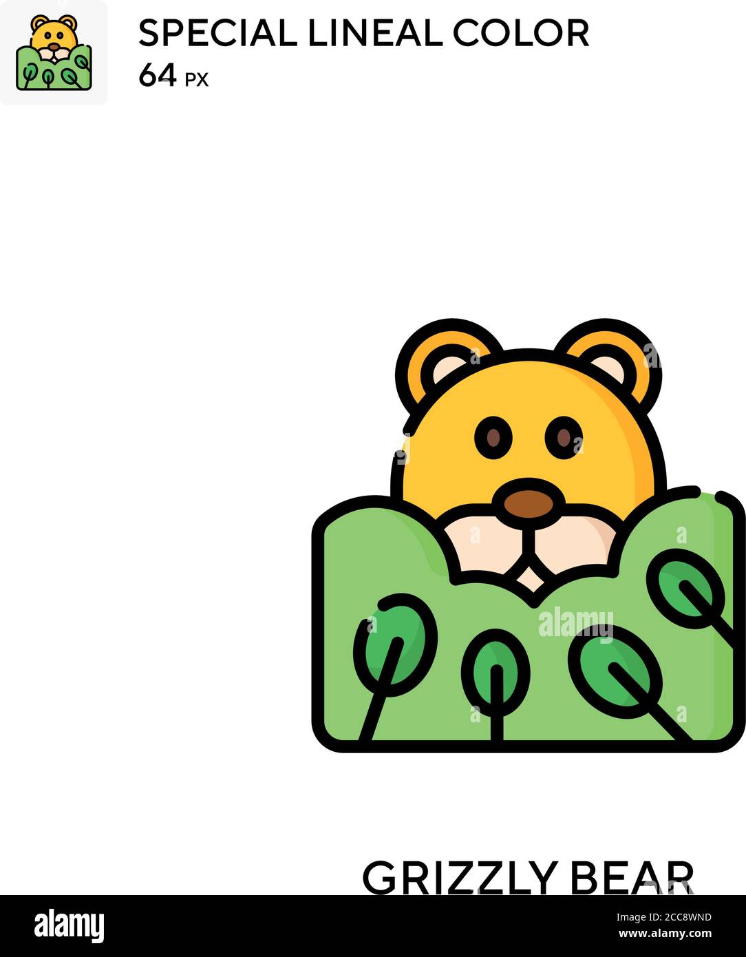 Orso grizzly icona vettore colore lineare speciale. Modello di disegno simbolo illustrazione per elemento dell'interfaccia utente Web mobile. Illustrazione Vettoriale
