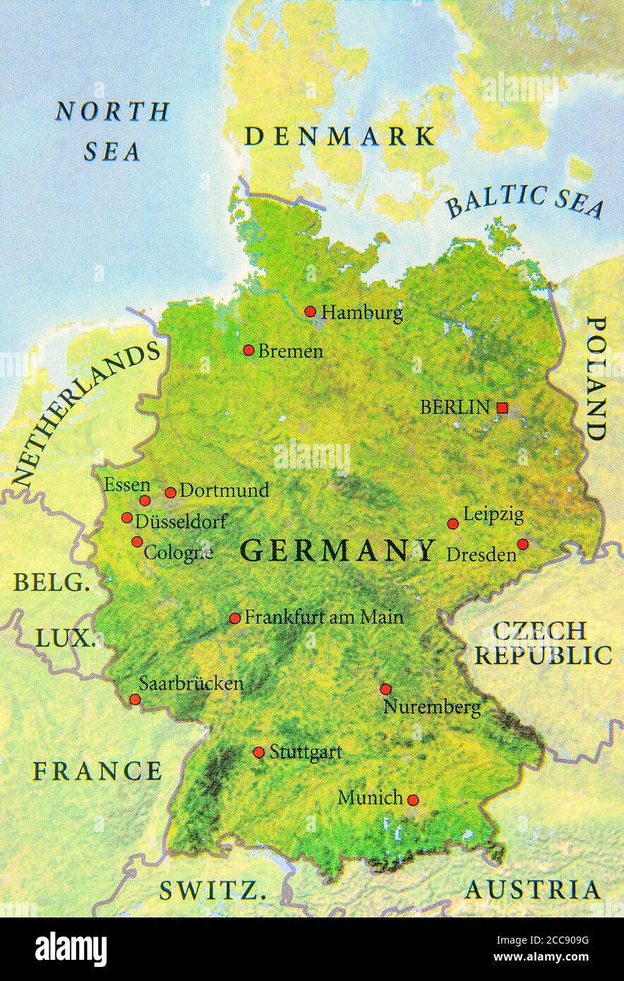 Mappa geografica della Germania europea Foto stock - Alamy