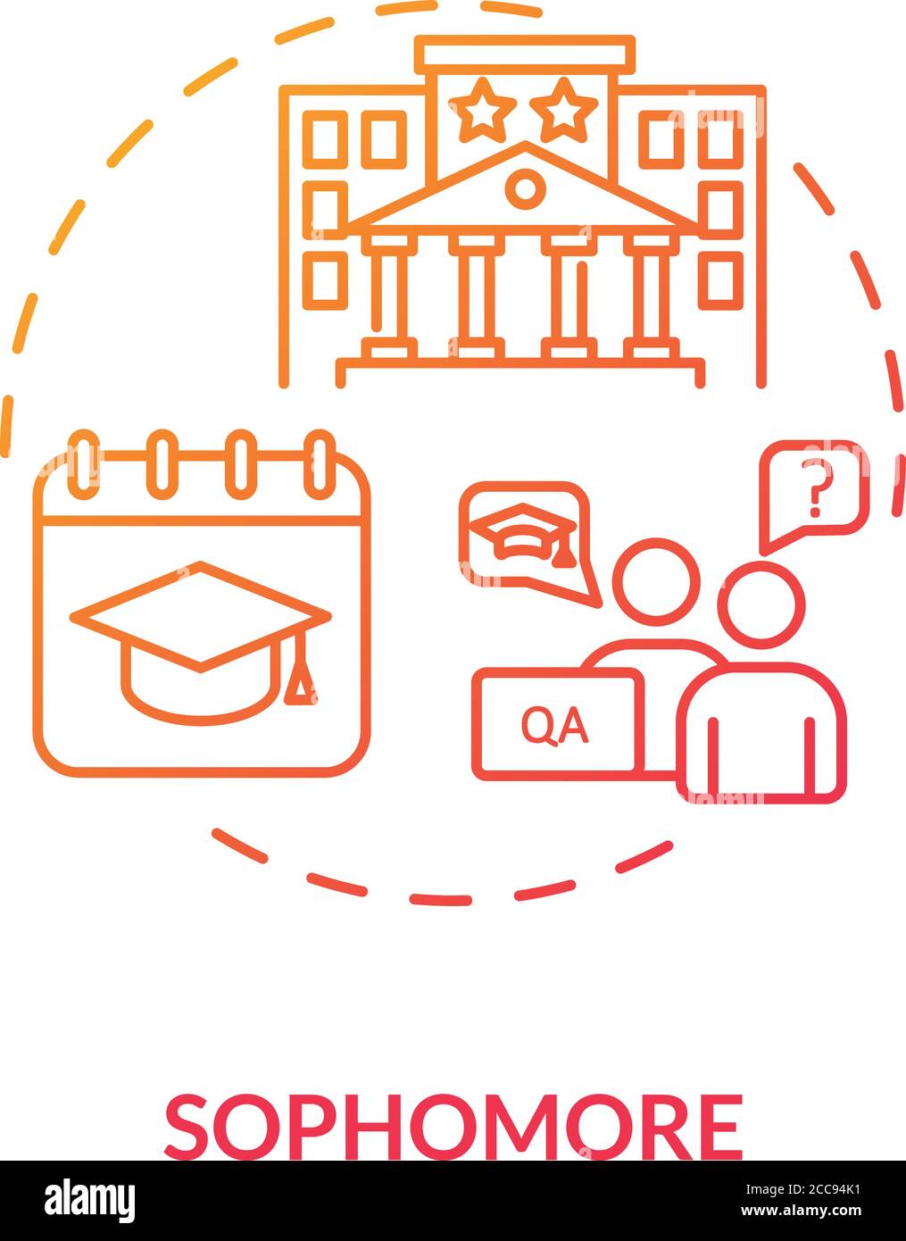 Icona del concetto di gradiente rosso sophomore Illustrazione Vettoriale