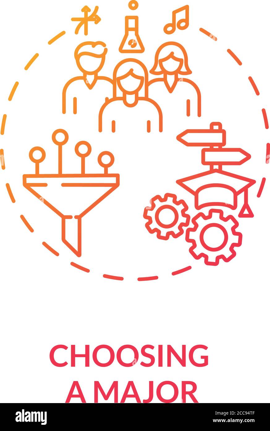 Scelta dell'icona principale del concetto di gradiente rosso Illustrazione Vettoriale