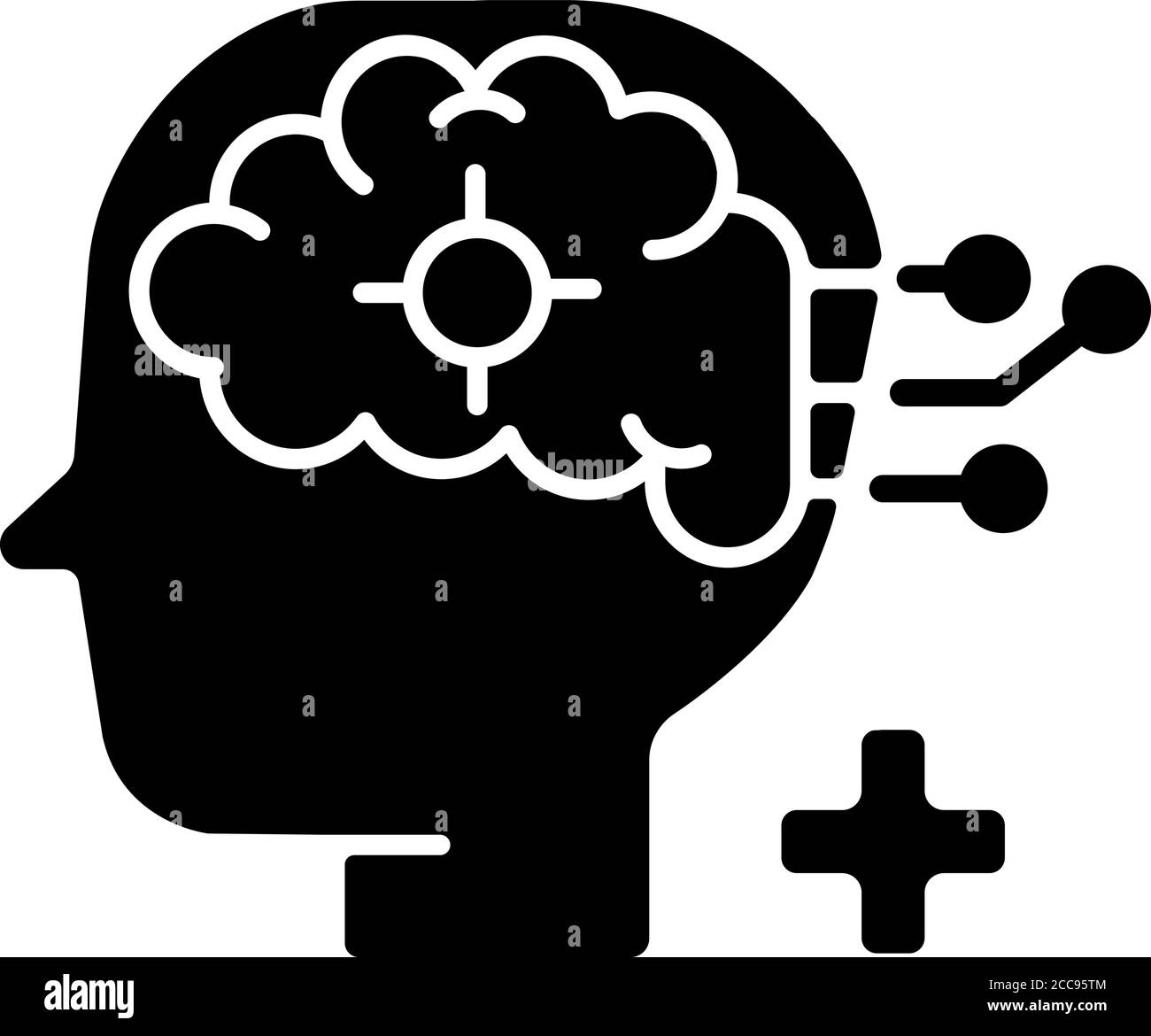 Icona glifo nero del reparto neurologico Illustrazione Vettoriale