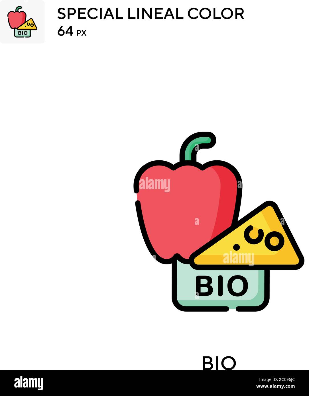 BIO icona vettore colore lineare speciale. Modello di disegno simbolo illustrazione per elemento dell'interfaccia utente Web mobile. Illustrazione Vettoriale