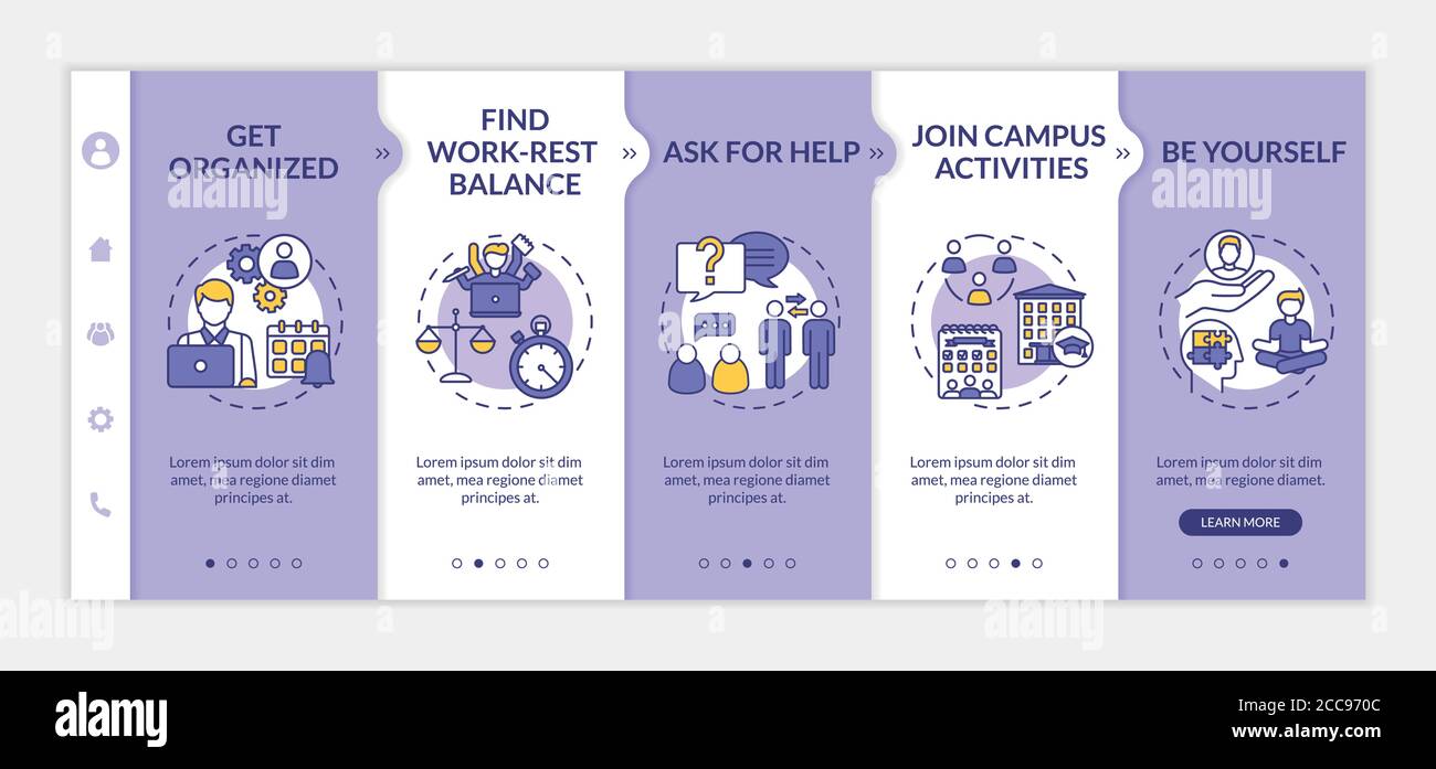 Modello vettoriale di onboarding degli studenti Illustrazione Vettoriale
