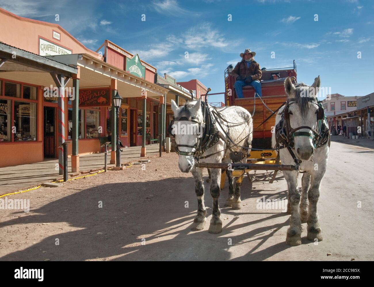 Stagecoach a Allen Street a Tombstone, Arizona, Stati Uniti Foto Stock