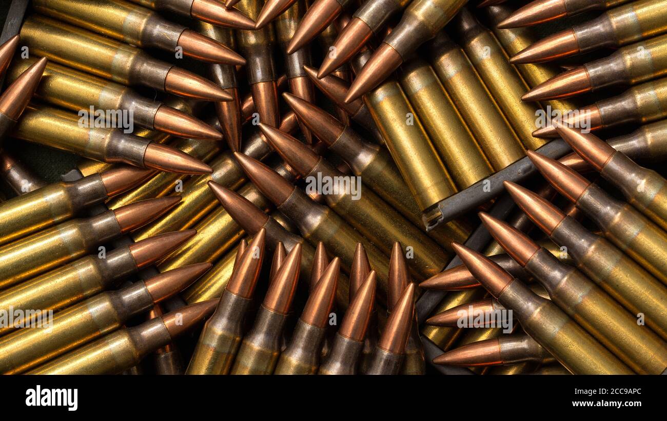 7.62 munizioni militari NATO dettaglio Foto Stock