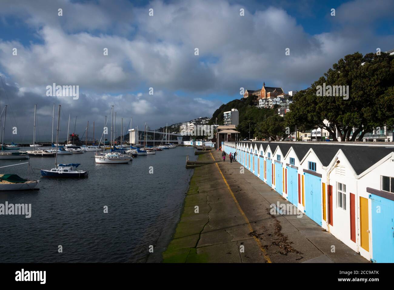 Boat Harbour e Boatsheds, Wellington, Isola del Nord, Nuova Zelanda Foto Stock