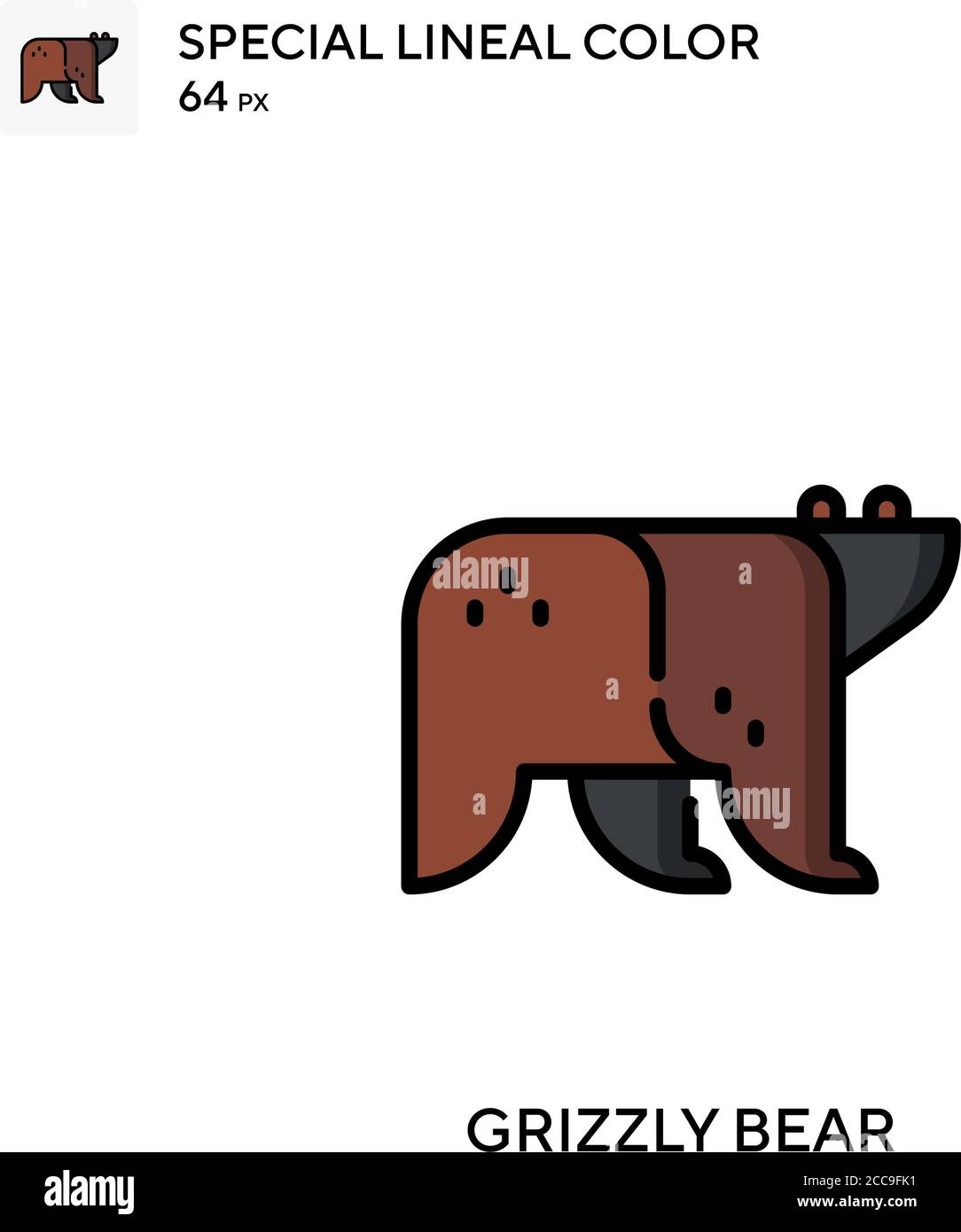Orso grizzly icona vettore colore lineare speciale. Modello di disegno simbolo illustrazione per elemento dell'interfaccia utente Web mobile. Illustrazione Vettoriale