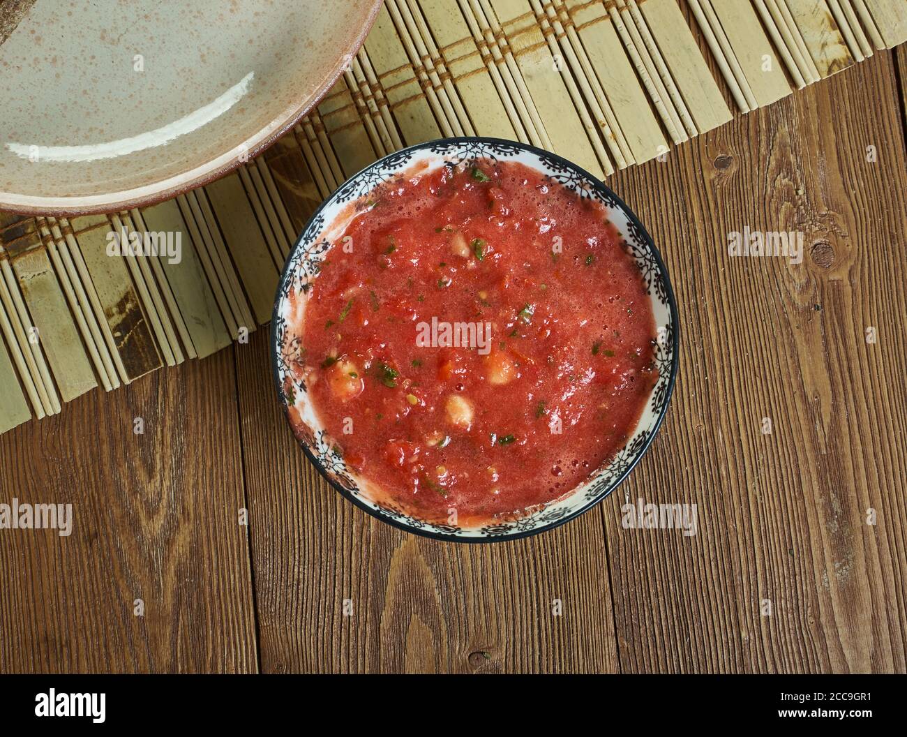 Salsa di giorno pigra - salsa di pomodoro classica. Cibo messicano Foto Stock