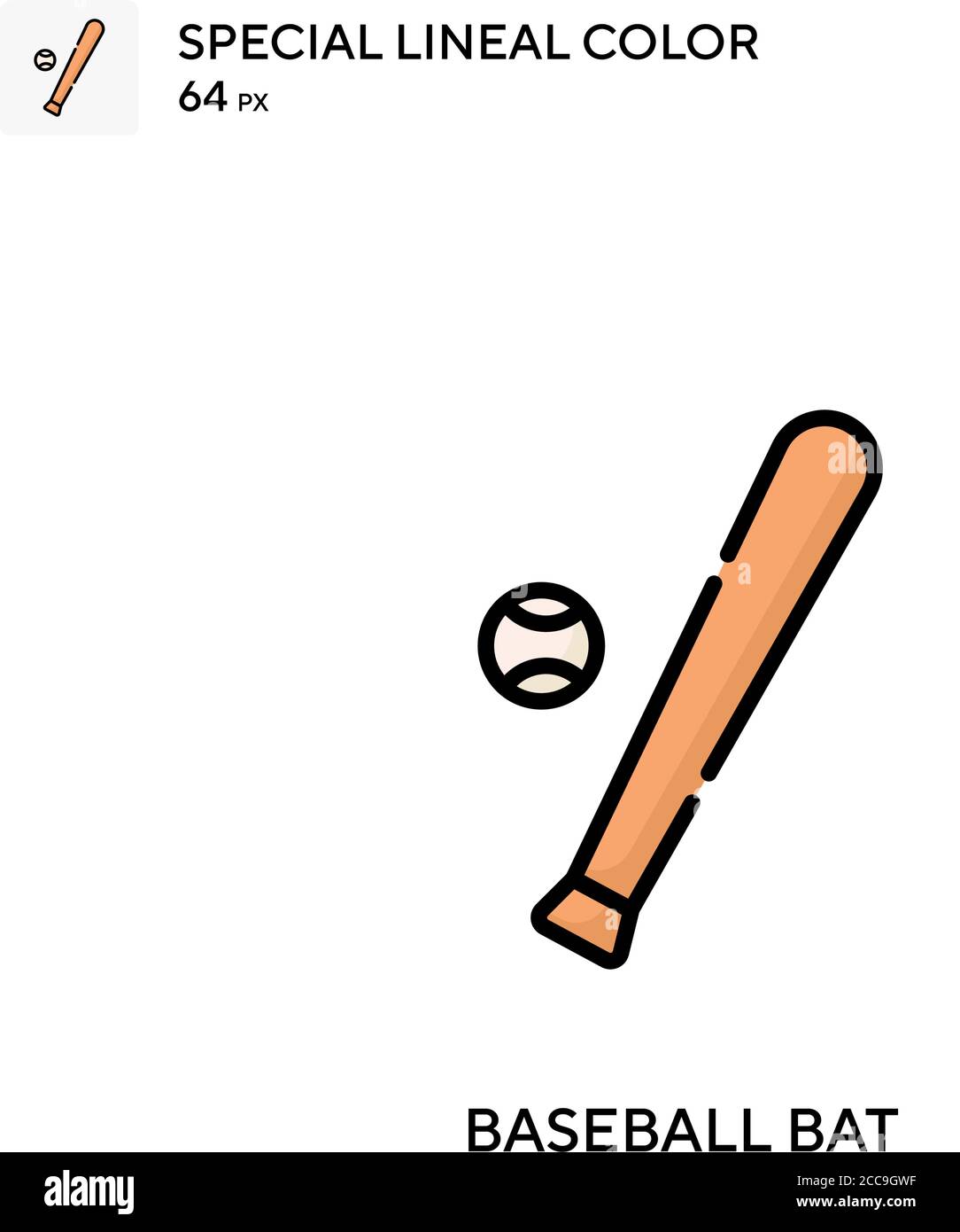 Baseball BAT icona vettore colore lineare speciale. Modello di disegno simbolo illustrazione per elemento dell'interfaccia utente Web mobile. Illustrazione Vettoriale