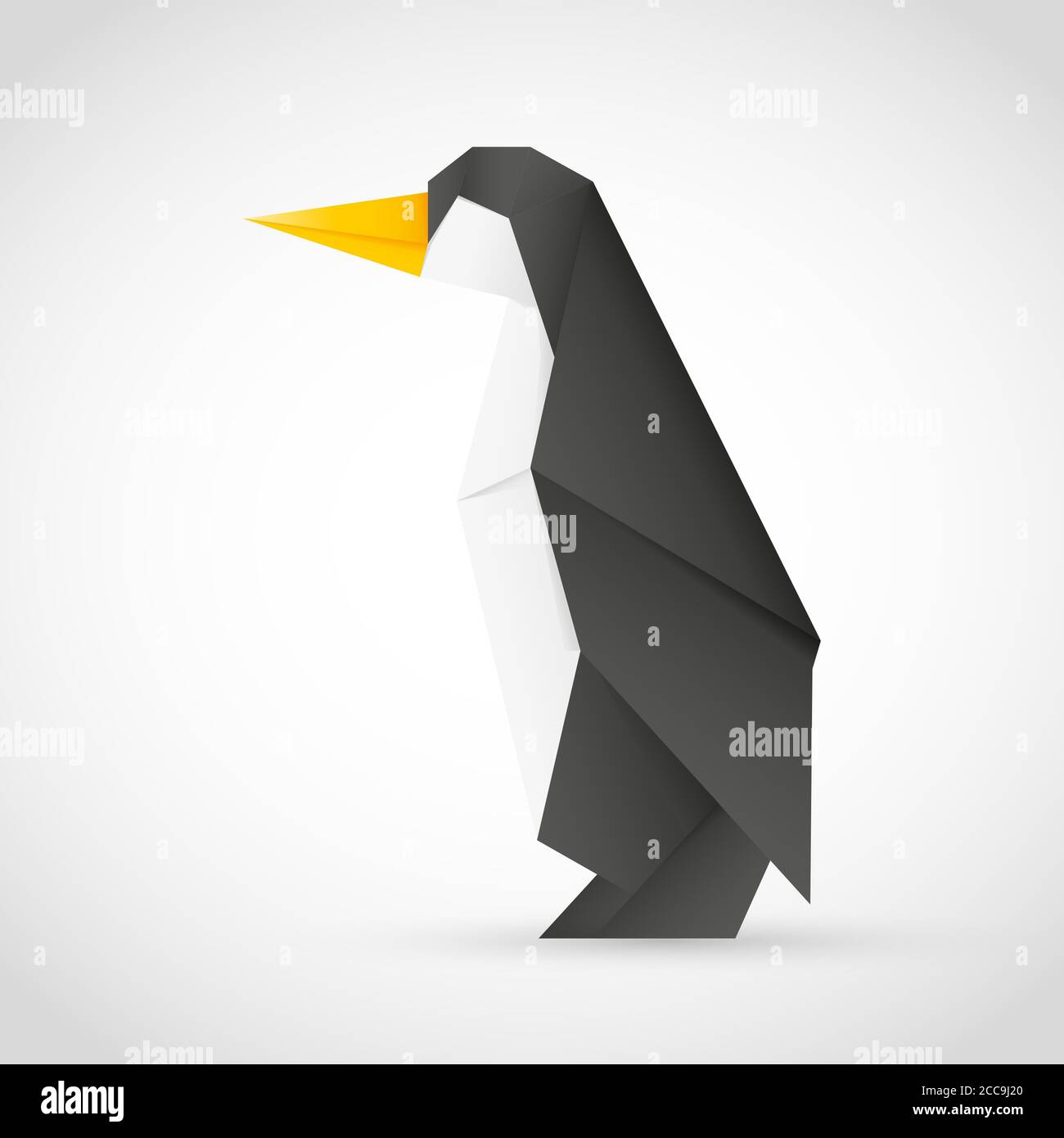 Illustrazione di un pinguino fatto in carta-come tessitura su un sfondo bianco Foto Stock