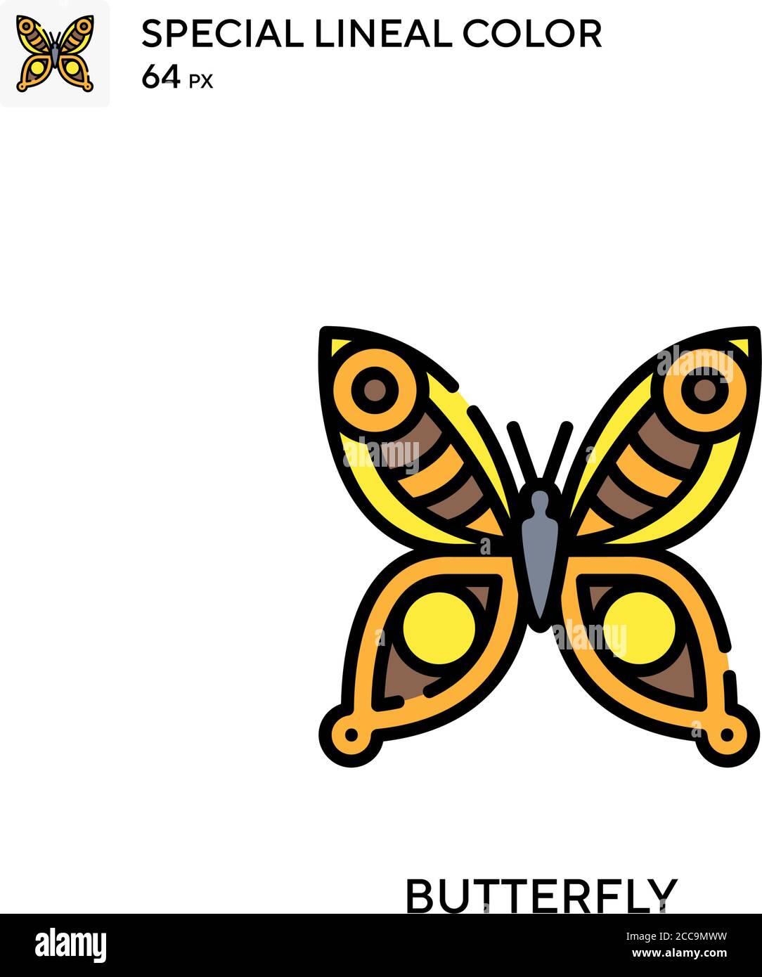 Farfalla icona vettore colore lineare speciale. Modello di disegno simbolo illustrazione per elemento dell'interfaccia utente Web mobile. Illustrazione Vettoriale