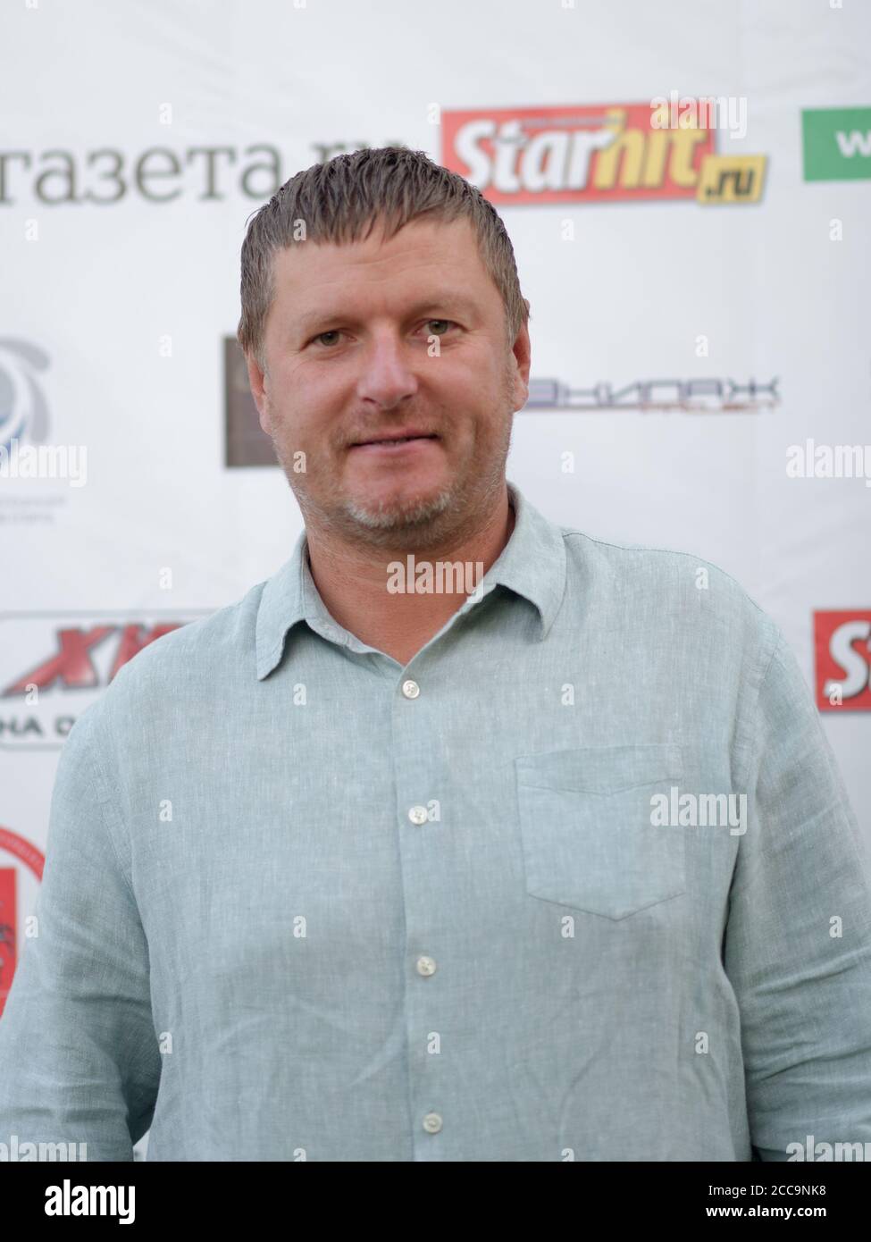 Vicepresidente della Federazione Russa di Tennis Yevgeny Kafelnikov durante il campionato mondiale di Beach Tennis a Mosca, Russia Foto Stock