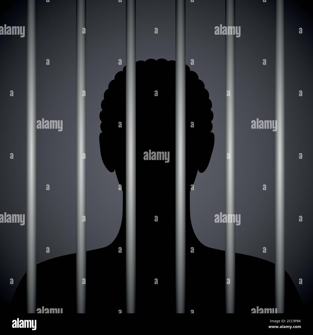 Uomo in una prigione dietro prigione bar silhouette illustrazione vettoriale EPS10 Illustrazione Vettoriale