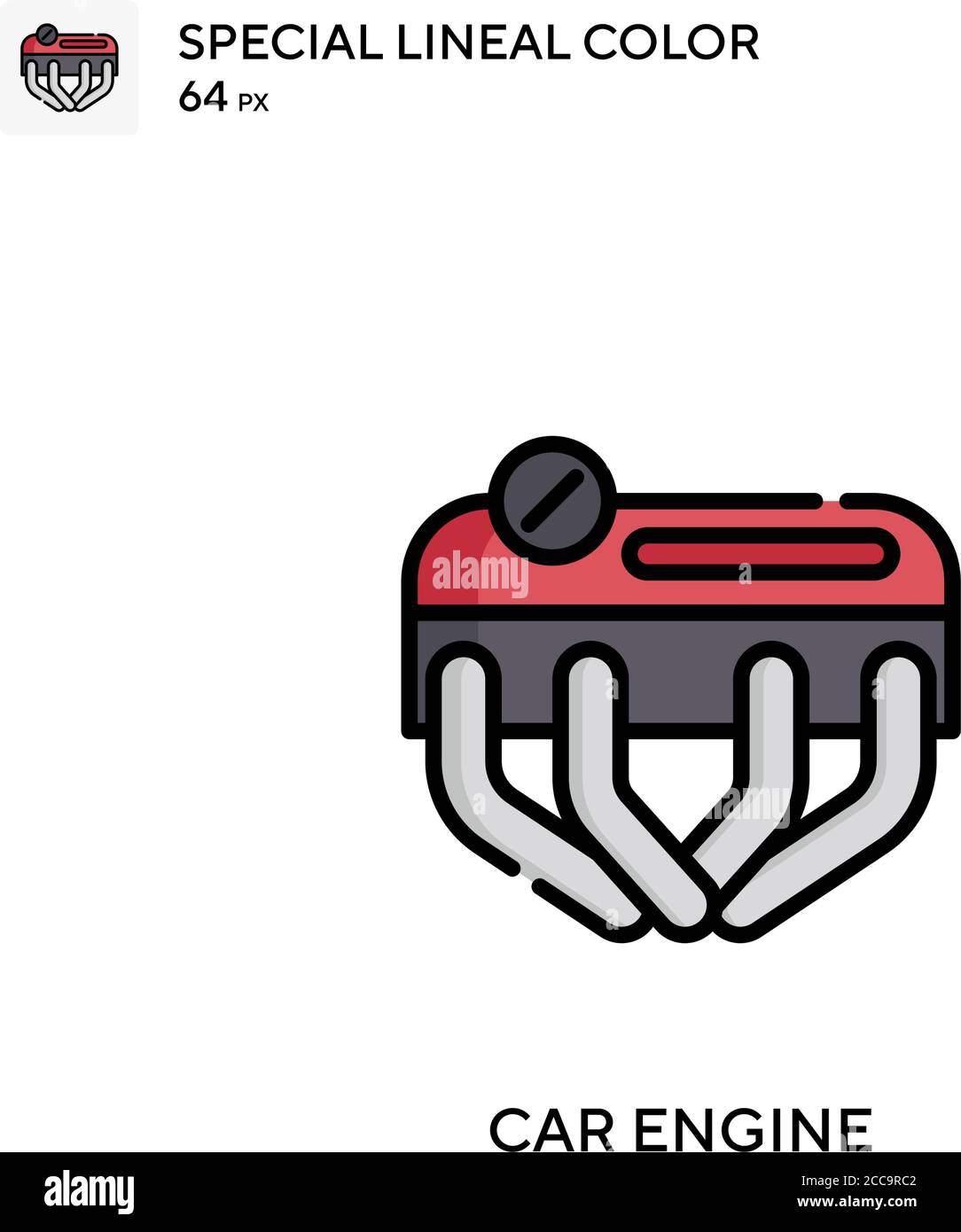 Motore per auto icona vettore colore lineare speciale. Modello di disegno simbolo illustrazione per elemento dell'interfaccia utente Web mobile. Illustrazione Vettoriale