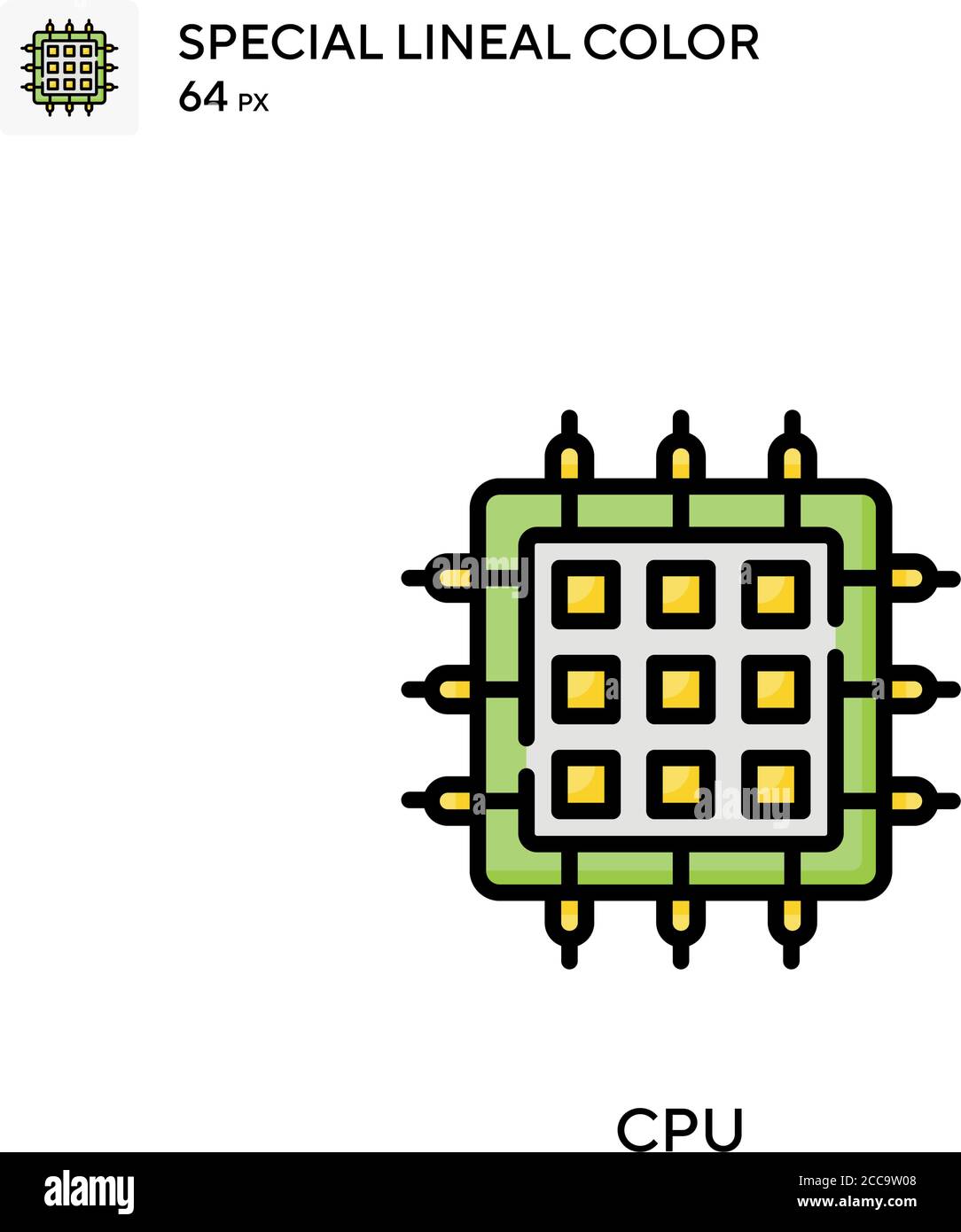 Icona vettore colore lineare speciale CPU. Modello di disegno simbolo illustrazione per elemento dell'interfaccia utente Web mobile. Illustrazione Vettoriale