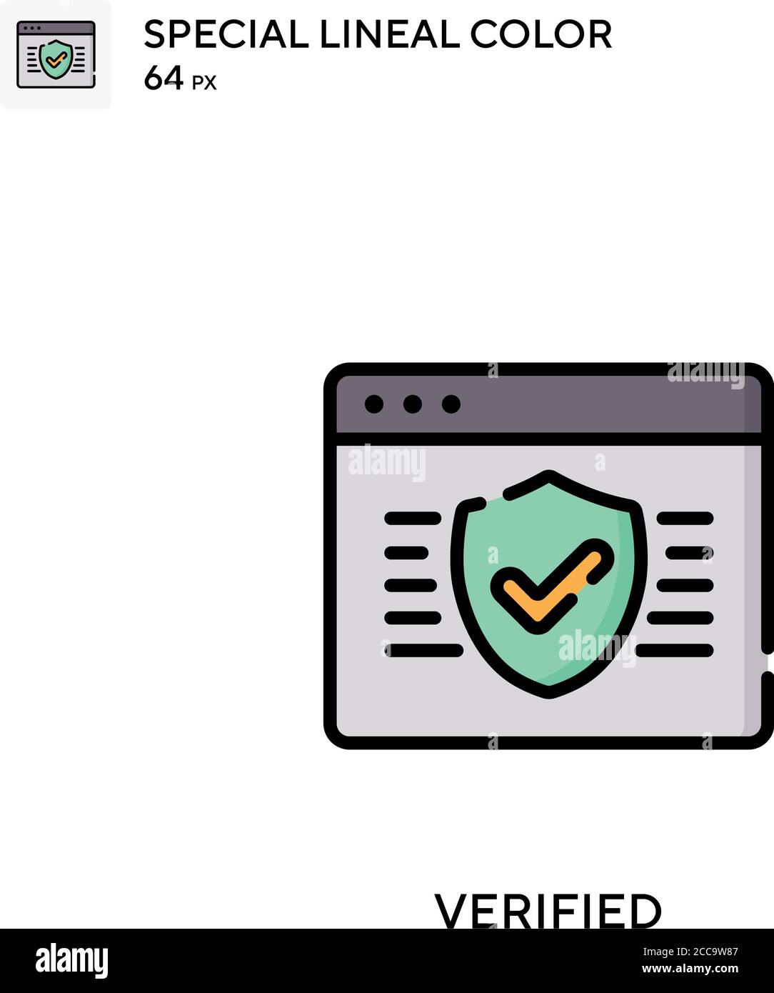 Verificata icona vettore colore lineare speciale. Modello di disegno simbolo illustrazione per elemento dell'interfaccia utente Web mobile. Illustrazione Vettoriale