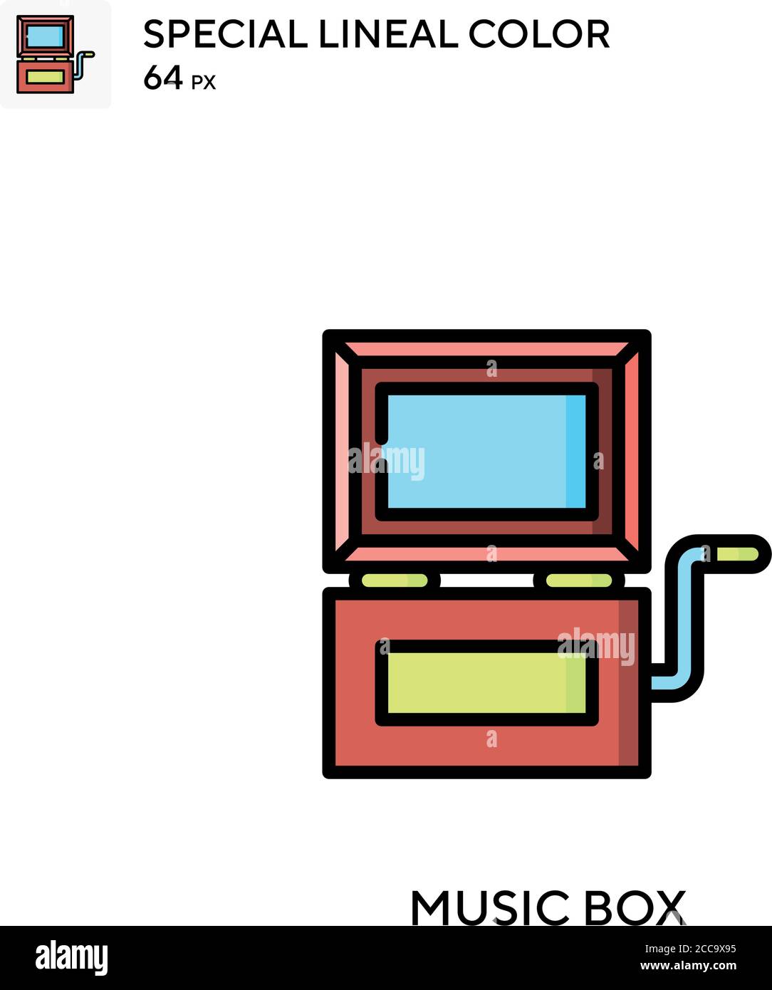 Music box icona vettore colore lineare speciale. Modello di disegno simbolo illustrazione per elemento dell'interfaccia utente Web mobile. Illustrazione Vettoriale