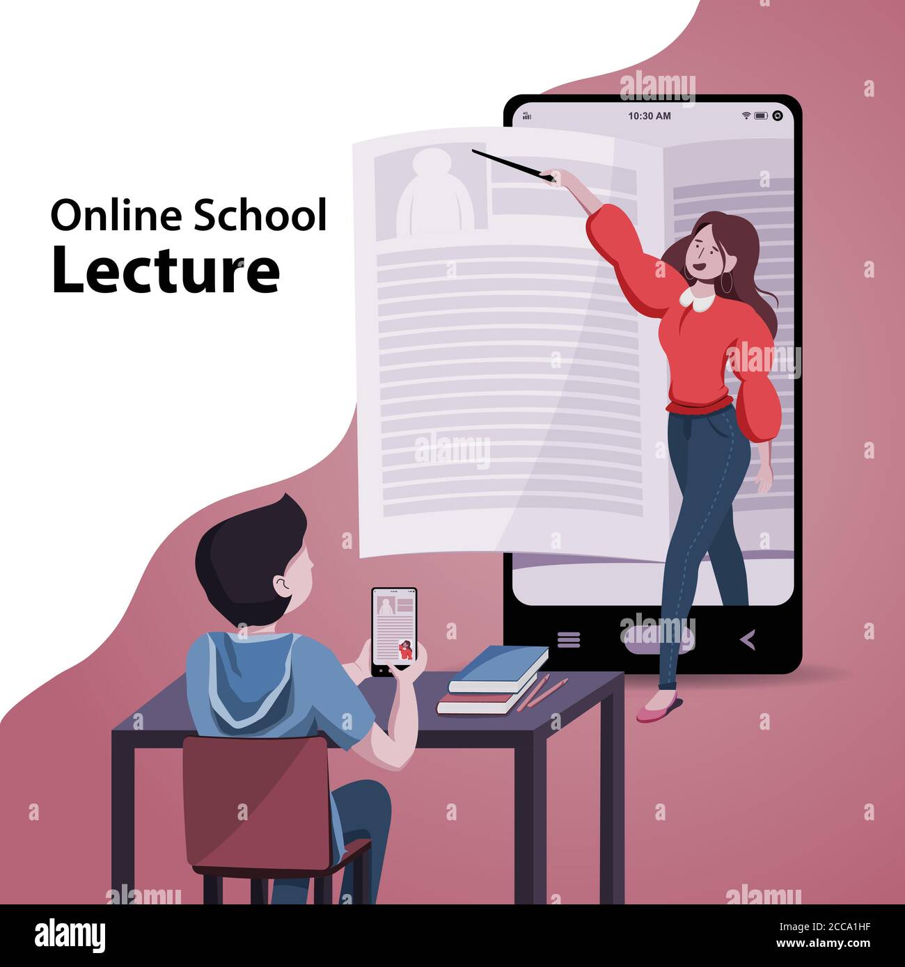 Vettore di concetto della lezione scolastica in linea Illustrazione Vettoriale