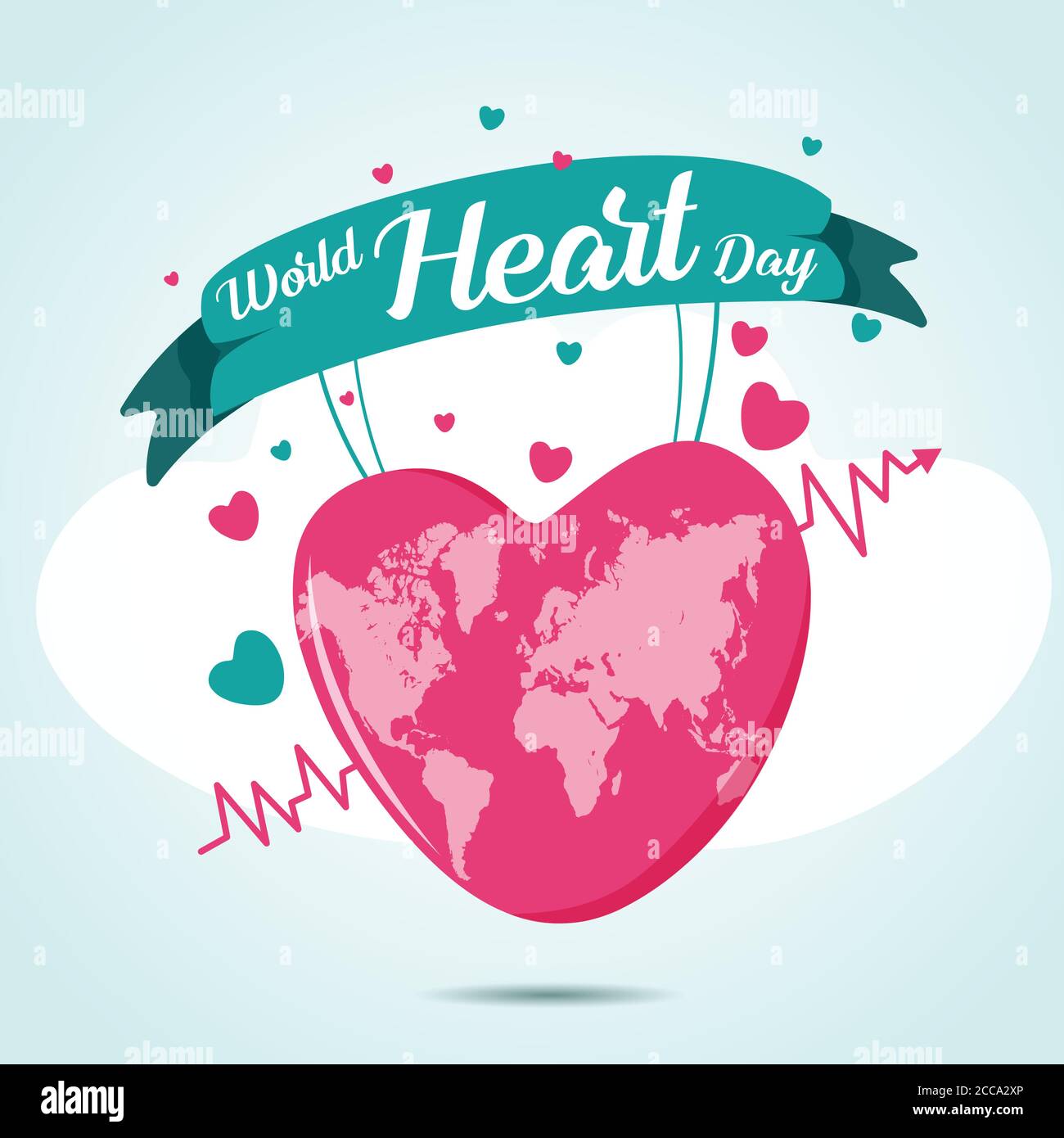 Giornata mondiale del cuore con vettore cardiaco globale Illustrazione Vettoriale