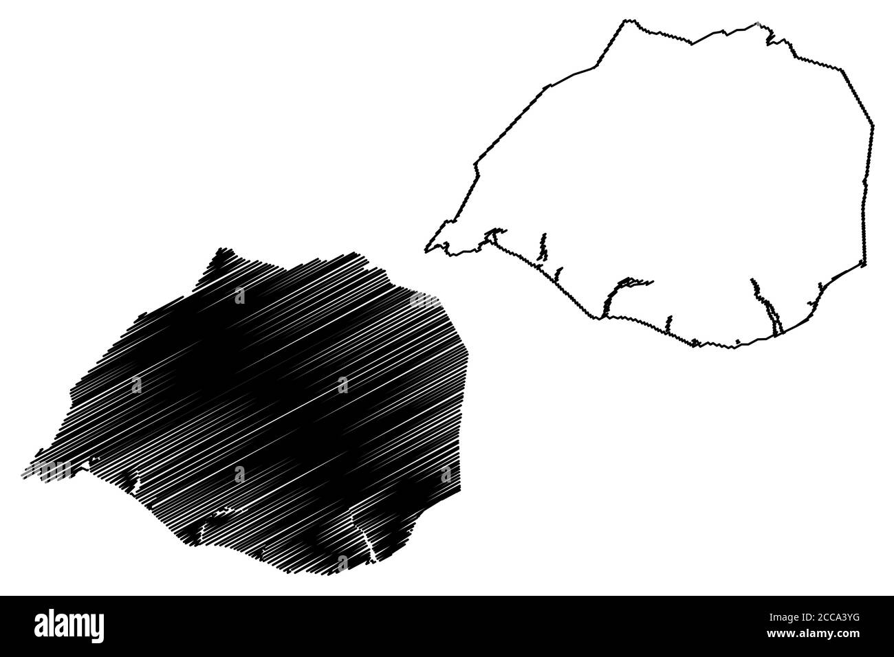 Regione meridionale (isola d'Islanda, regioni d'Islanda) mappa vettoriale illustrazione, schizzo scrimolo mappa Suourland Illustrazione Vettoriale