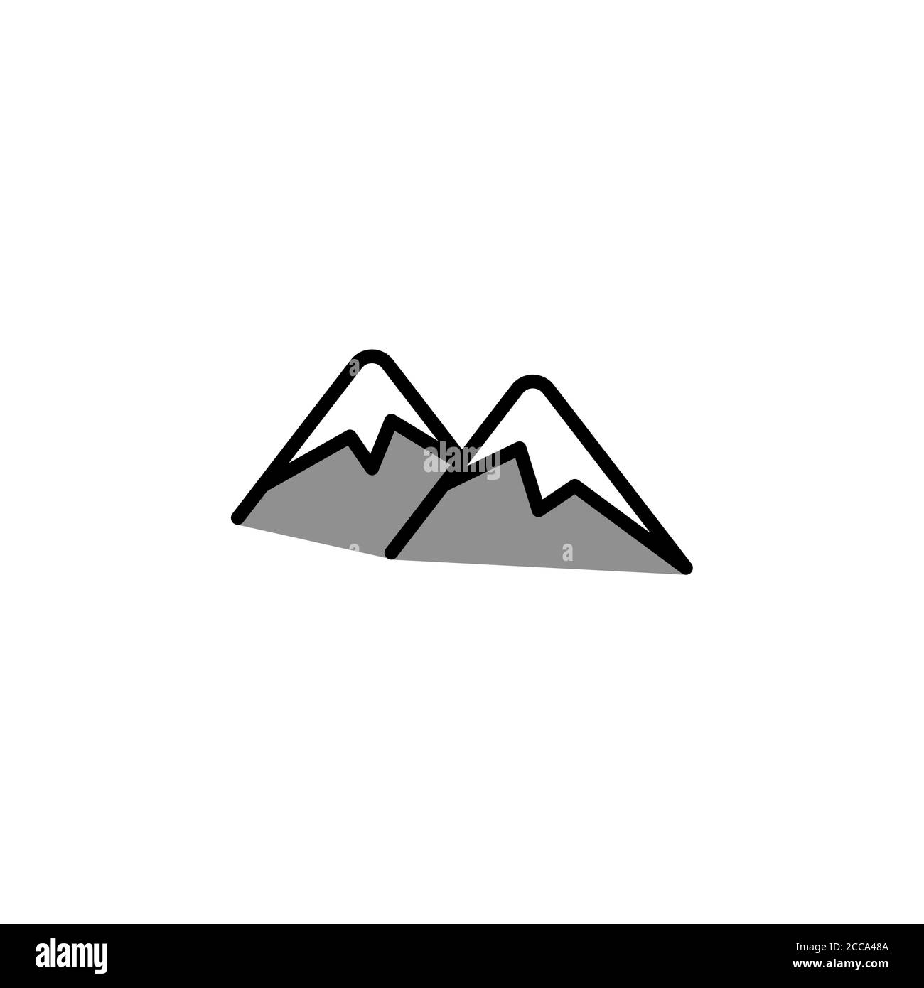 Icona colore montagna linea sottile, lineare, contorno. Semplice segno orizzontale, logo. Illustrazione Vettoriale