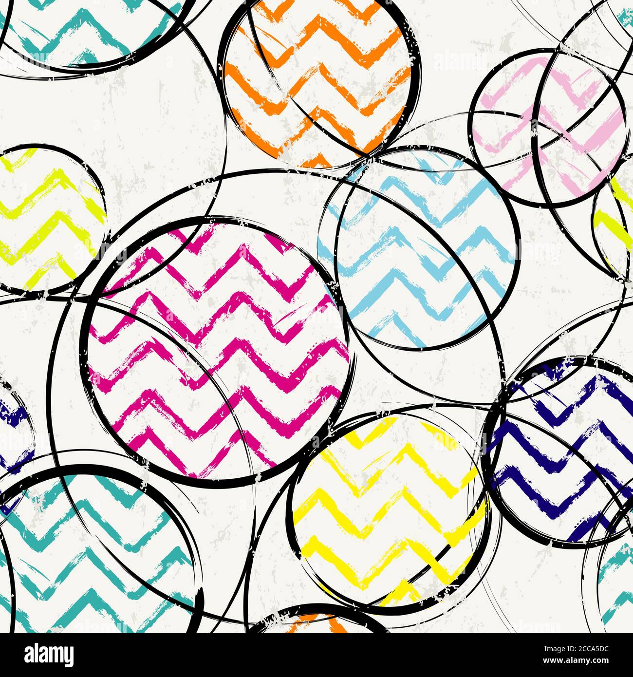 motivo di sfondo senza cuciture, con cerchi, tratti di vernice e schizzi Illustrazione Vettoriale