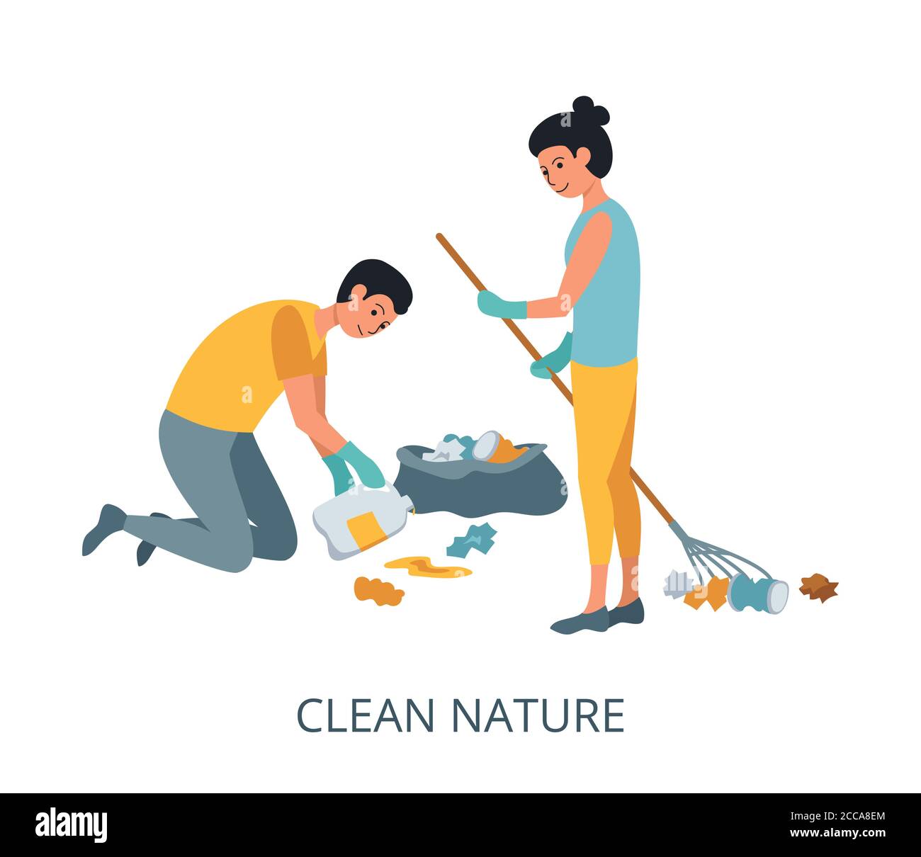 Concetto Clean Nature, primo piano dell'illustrazione vettoriale dal design piatto Illustrazione Vettoriale