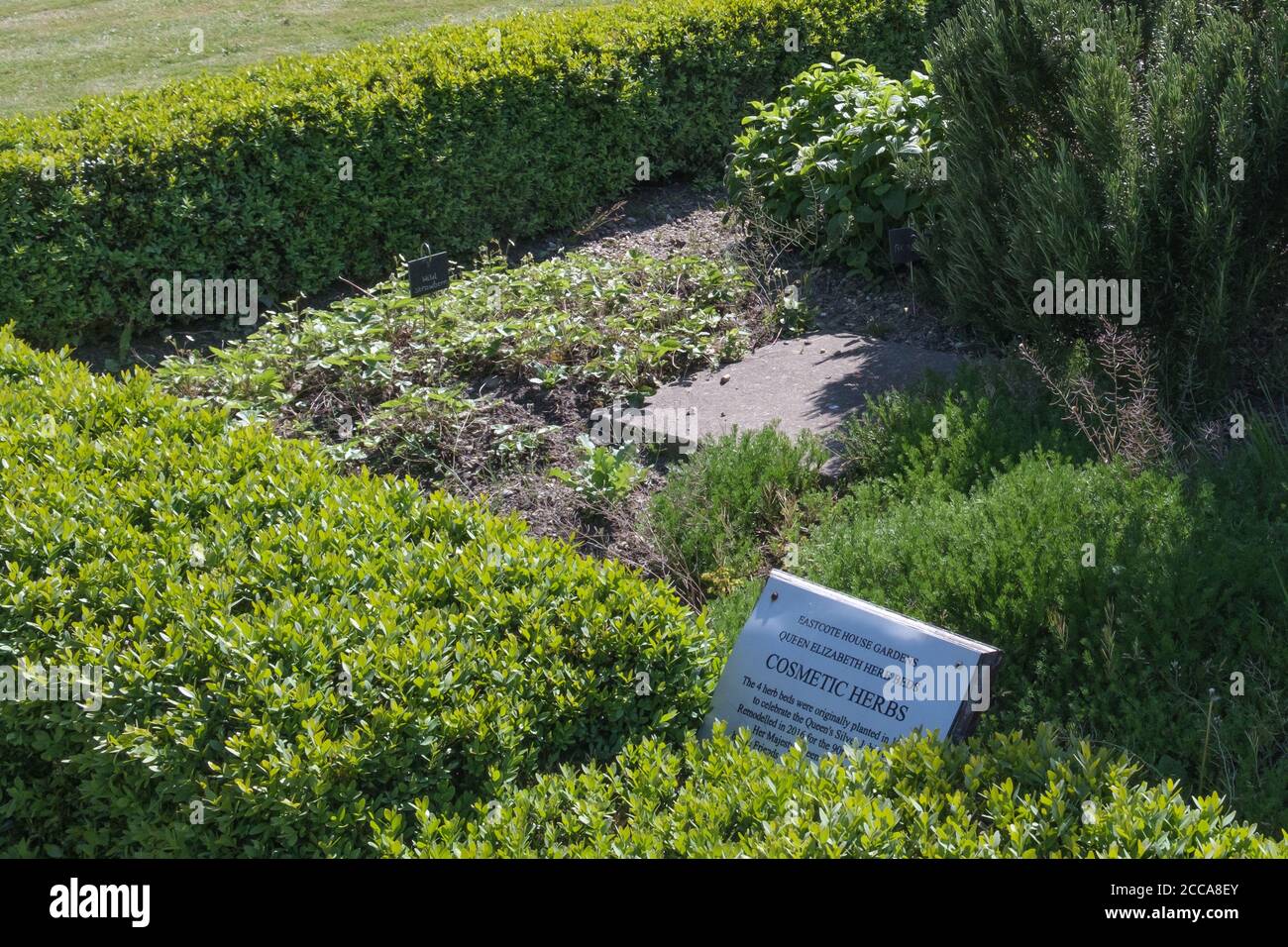 Giardino cosmetico di erbe, uno dei quattro letti di erbe piantati in 1977 per il Giubileo d'argento delle regine, rimodellato in 2016 per il 90° compleanno della regina Elisabetta ll. Foto Stock