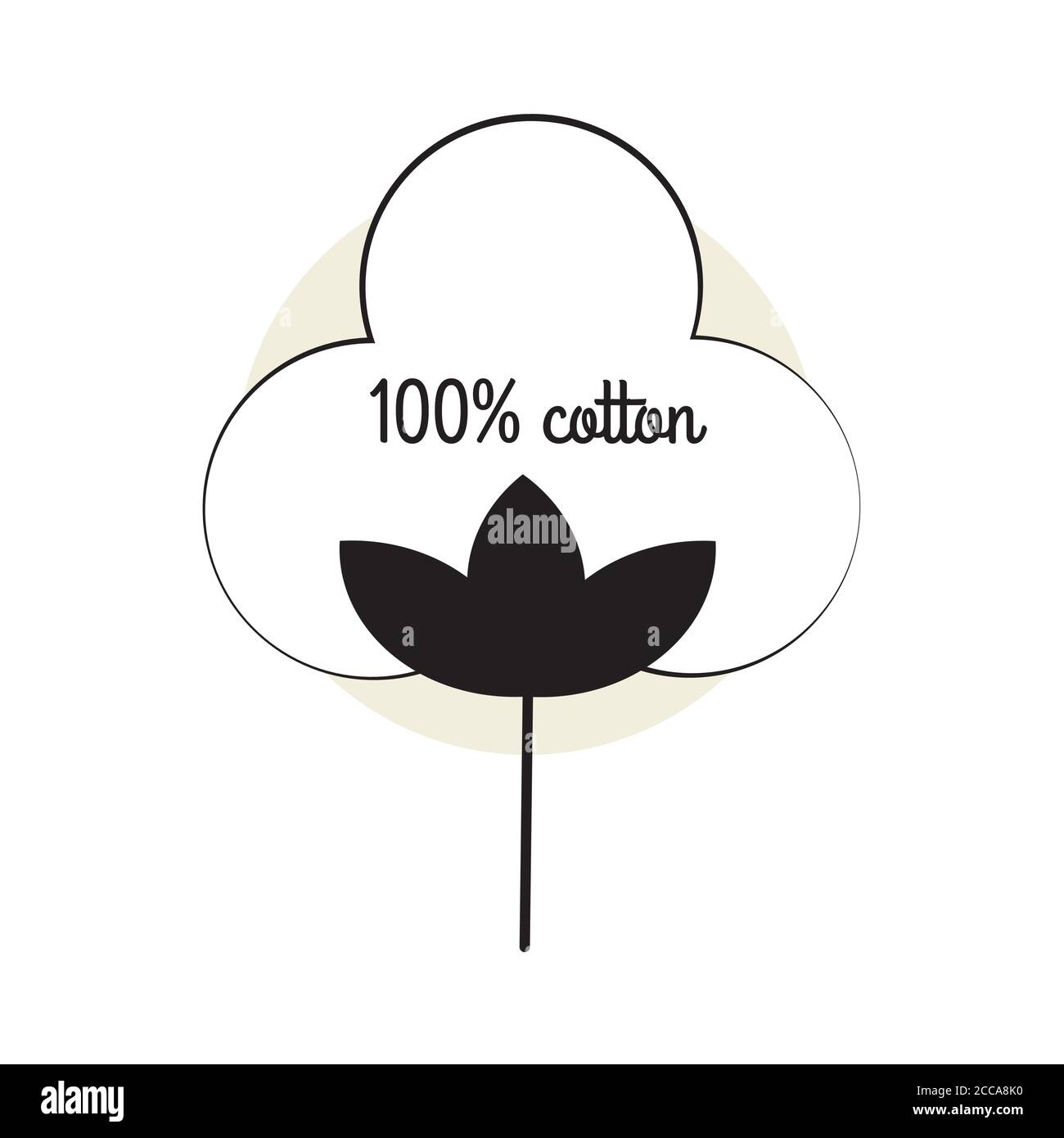100 icona in cotone, logo in puro cotone per l'illustrazione vettoriale del design dell'imballaggio Illustrazione Vettoriale