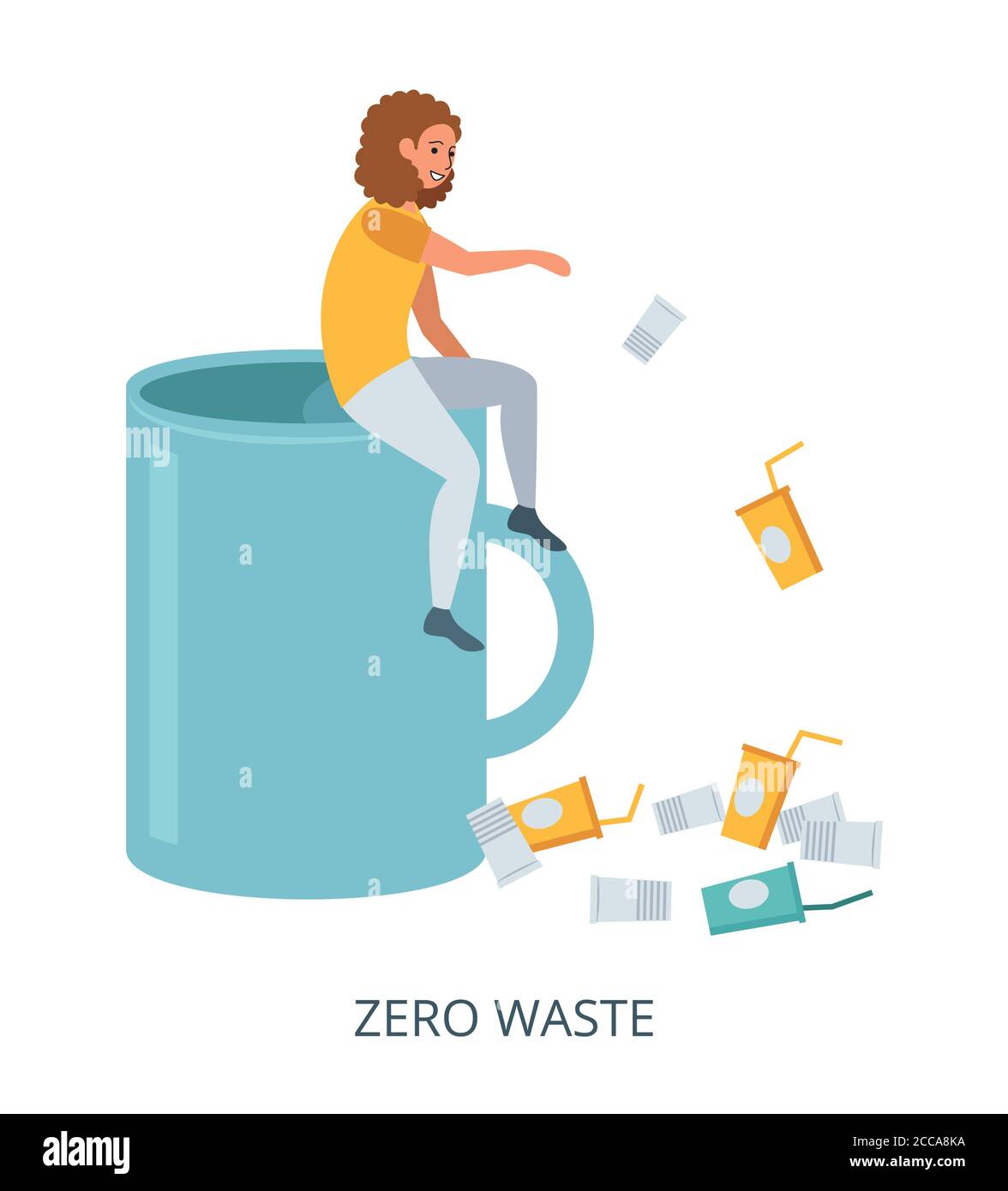 Concetto di zero sprechi, primo piano dell'illustrazione vettoriale a design piatto Illustrazione Vettoriale