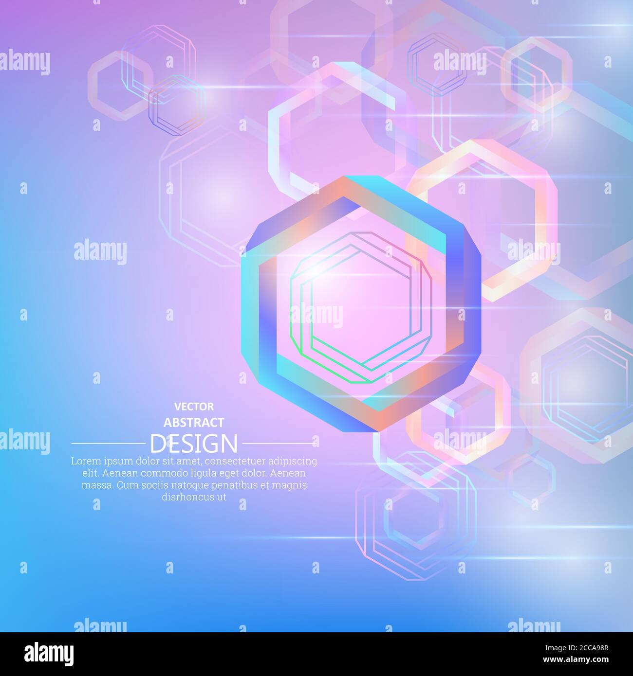 Luminoso sfondo astratto dagli esagoni. Cifre impossibili. Concetto di irrealtà. Inganno ottico. Infinito di spazio. Illustrazione vettoriale. Illustrazione Vettoriale