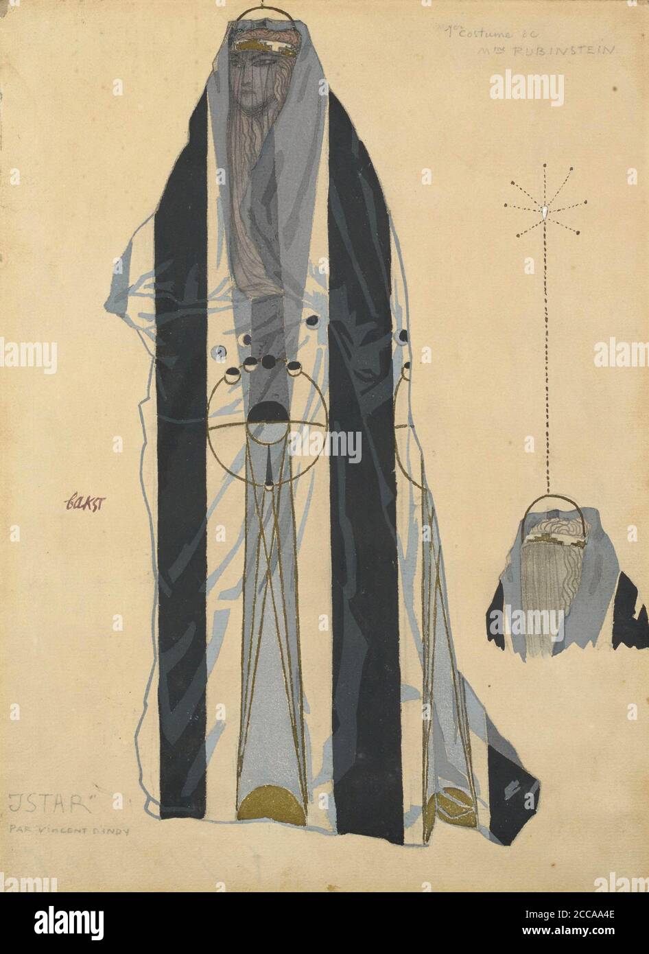 Disegno del costume per il balletto Istar di Bohuslav Martinu. Museo: COLLEZIONE PRIVATA. Autore: Leon Bakst. Foto Stock