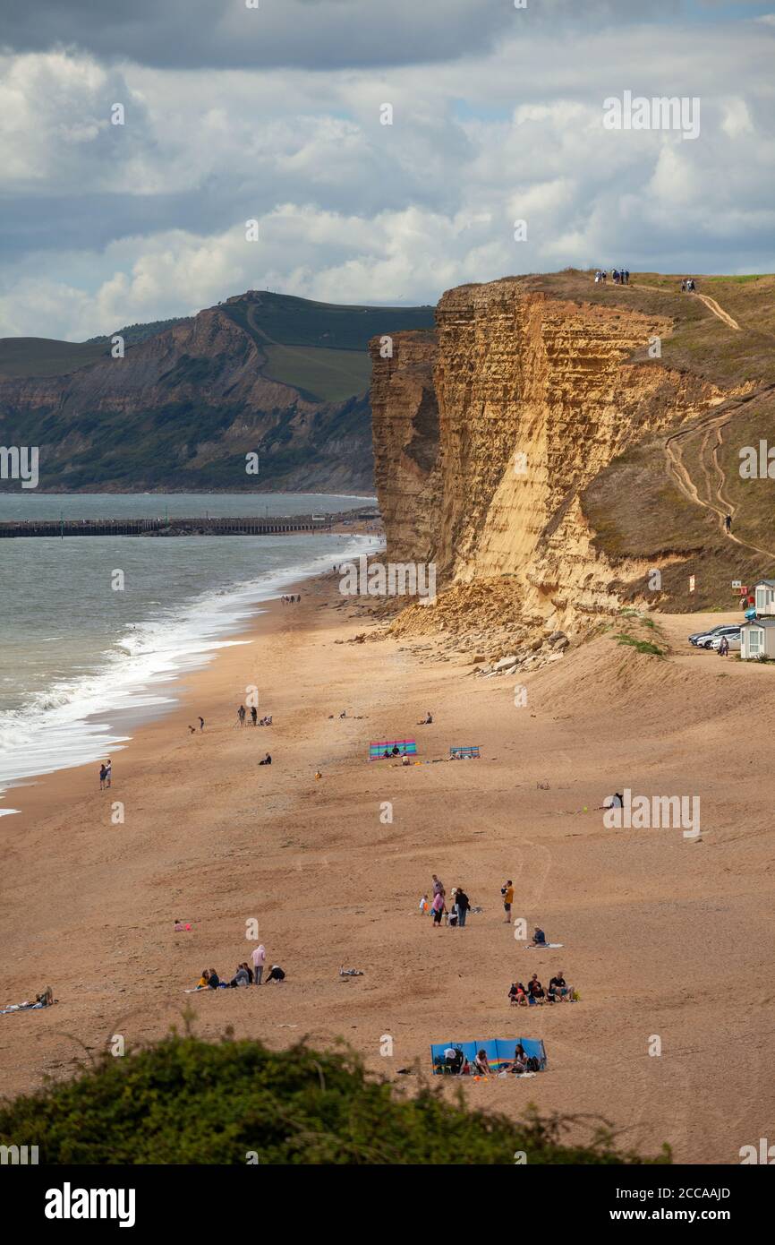 Burton Freshwater Bay e scogliere sulla Jurassic Coast, Dorset, Inghilterra, Regno Unito Foto Stock
