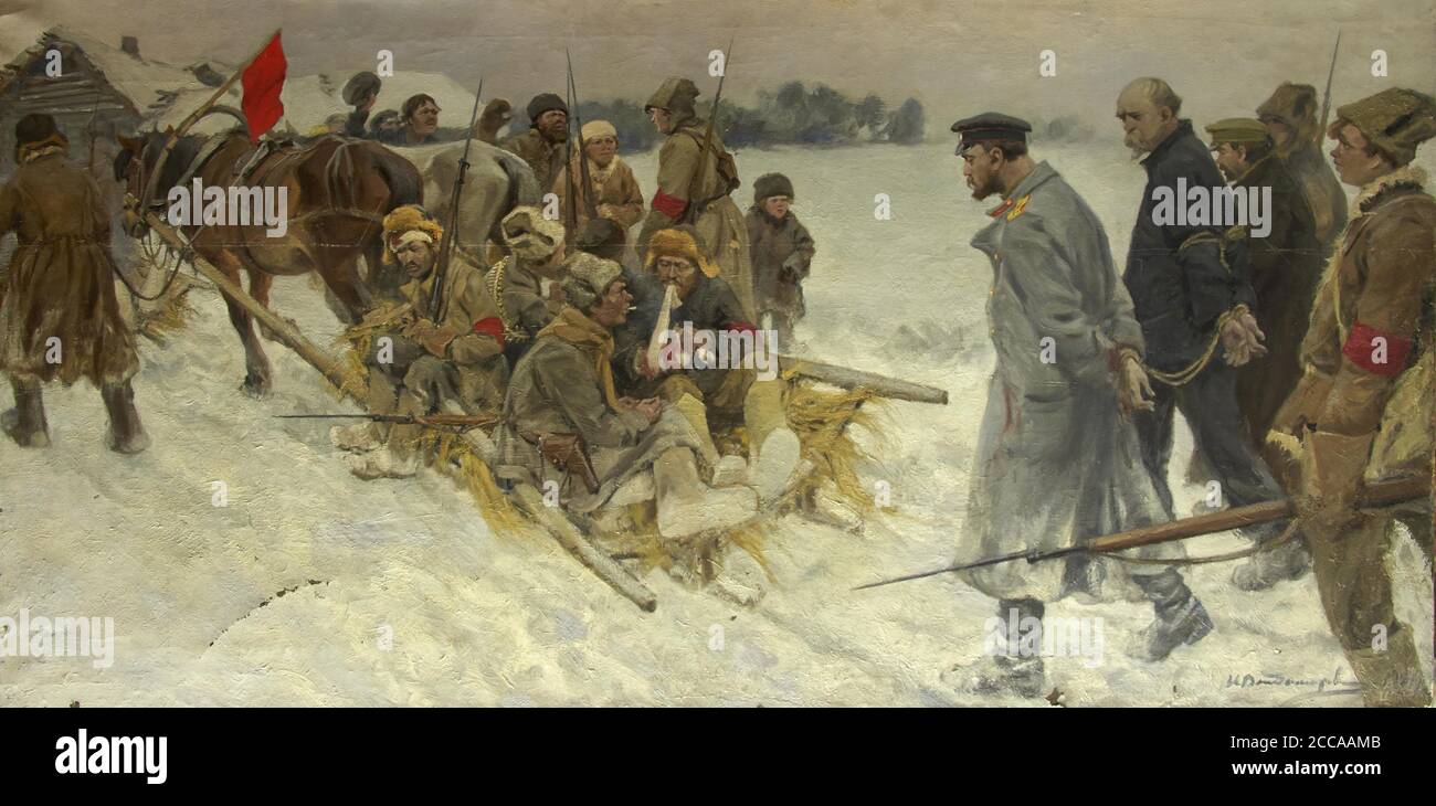 Cattura le spie della Guardia Bianca. Museo: Museo di Stato della storia politica della Russia, San Pietroburgo. Autore: Ivan Alexeyevich Vladimirov. Foto Stock